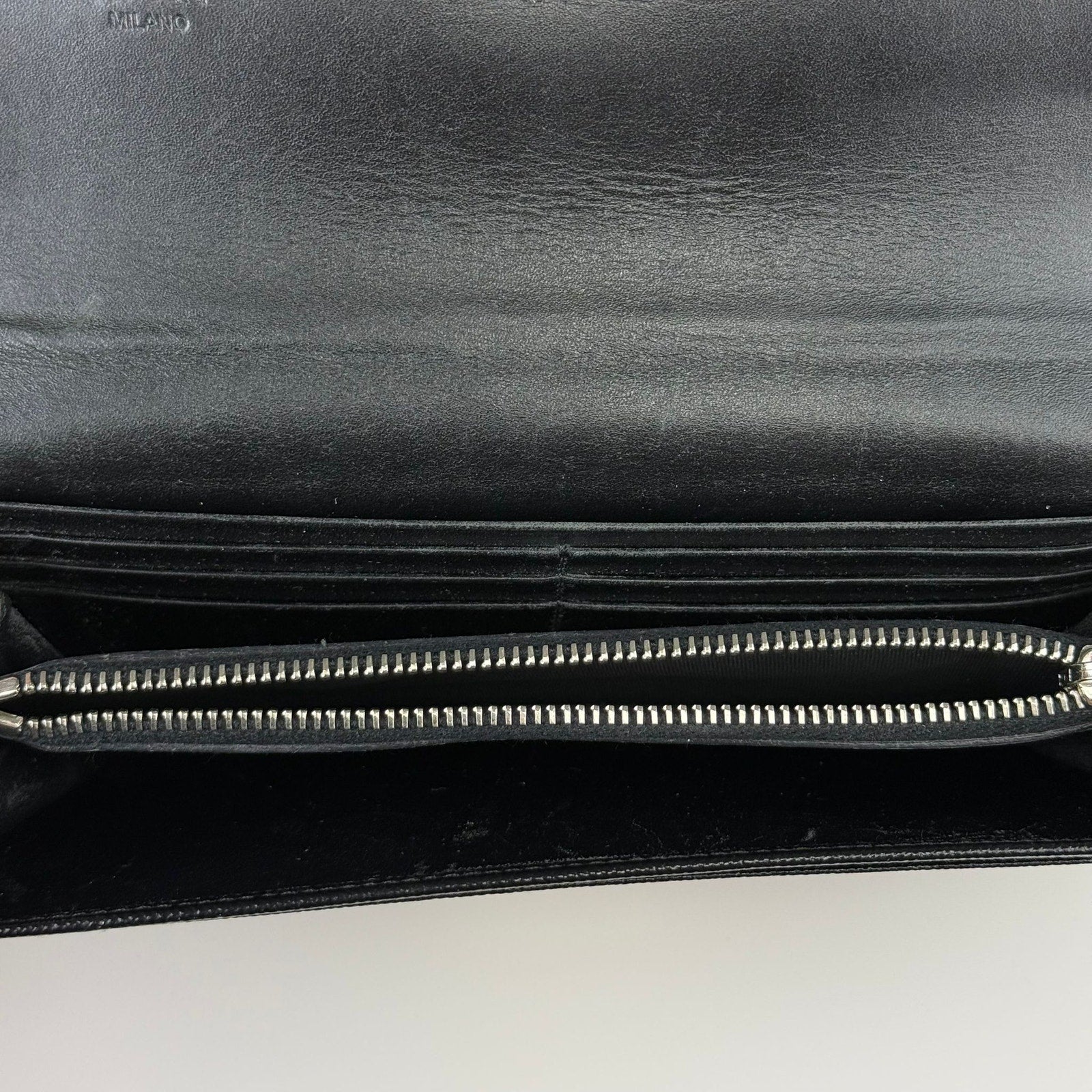 Authentic PRADA Saffiano Leather Flap Style Wallet Black