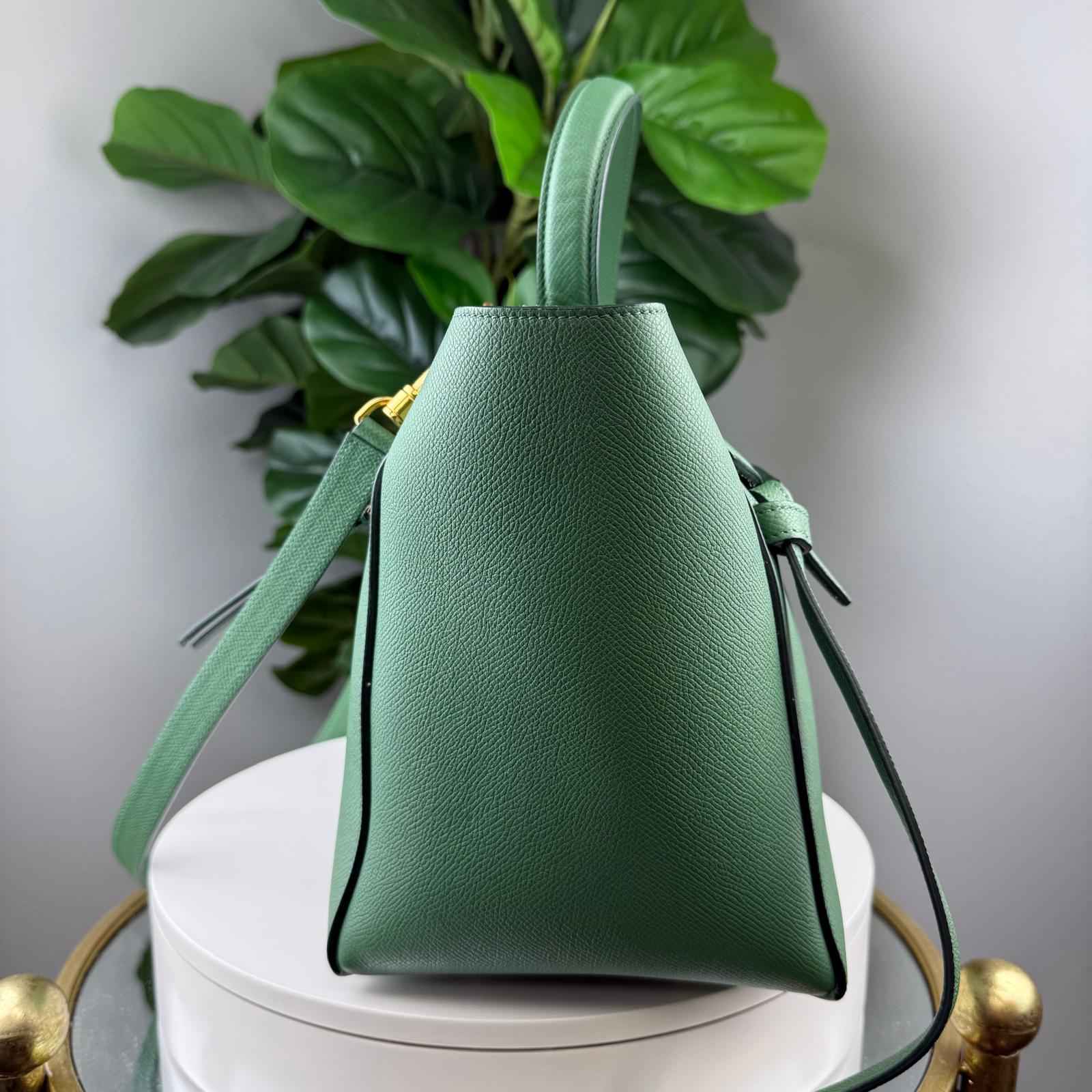 šAuthentic Celine Grained Calfskin Nano Belt Bag PopĀ Green