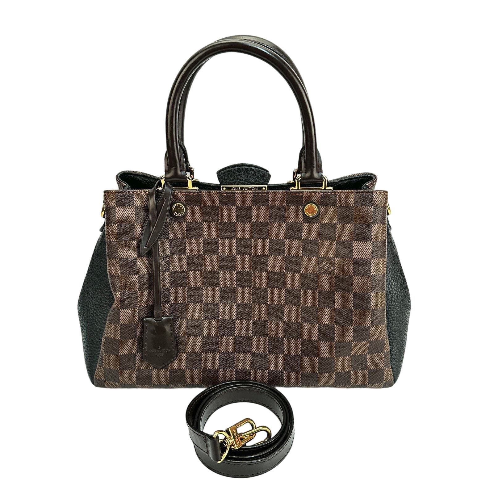 Authentic Louis Vuitton Brittany Damier Ebene Canvas Leather Bag