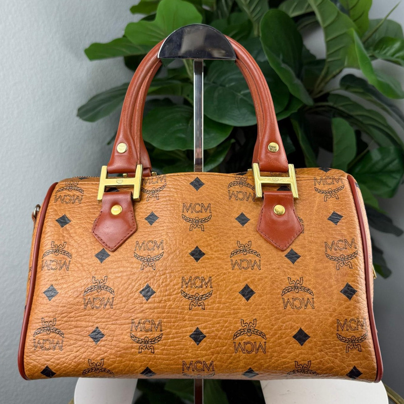 Authentic MCM Visetos Boston Bag