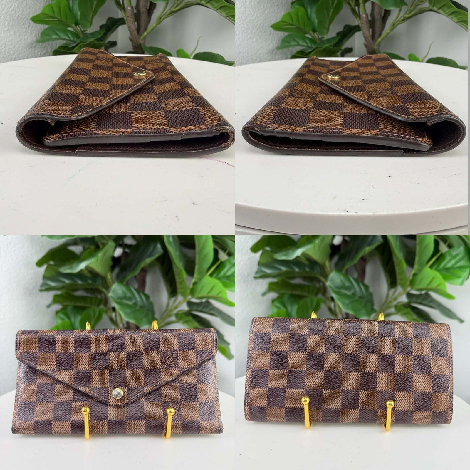 Louis Vuitton Sarah Wallet Damier Ebene Canvas Brown Authentic Pre Owned