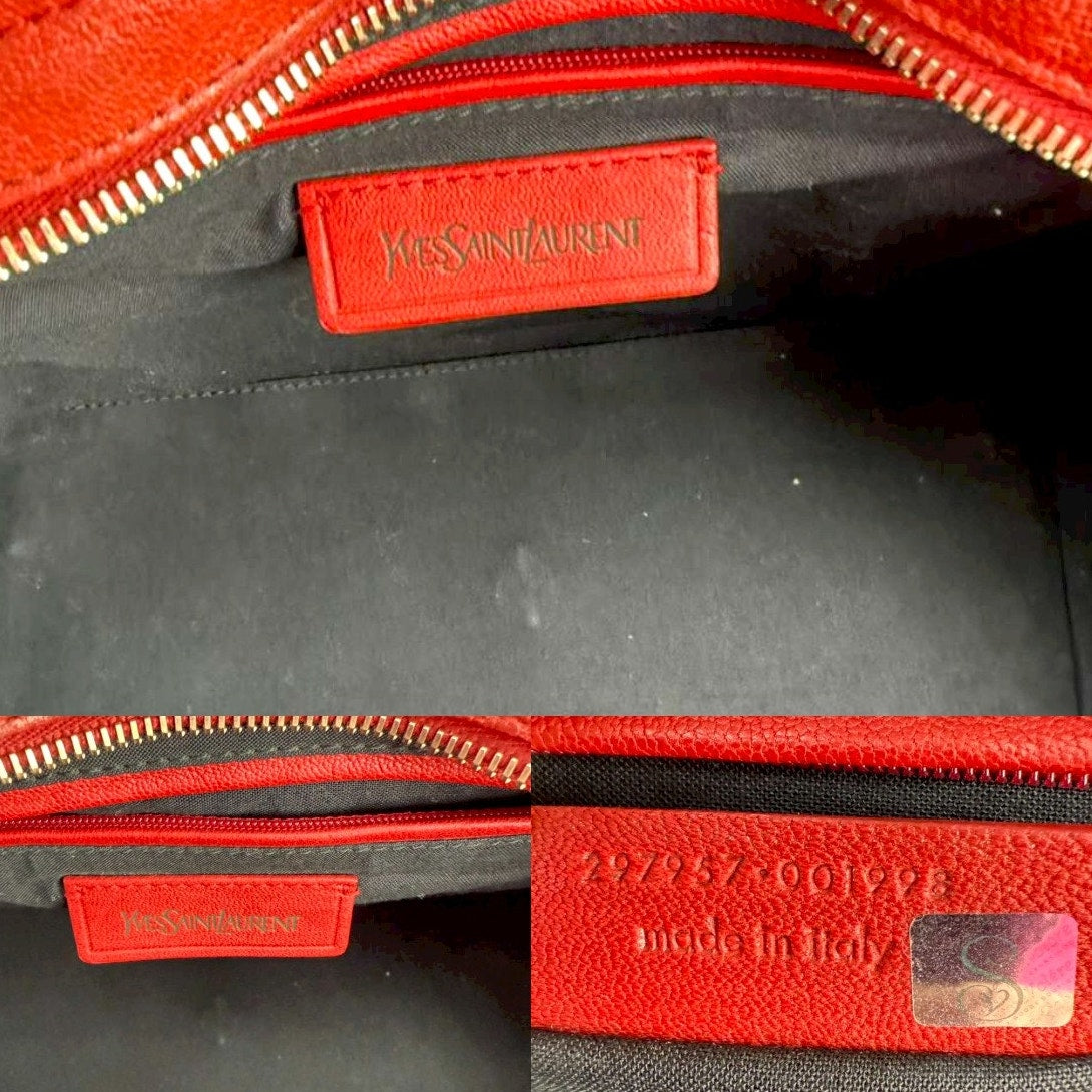 Authentic Saint Laurent Cabas Chyc Medium Tote Bag Red YSL