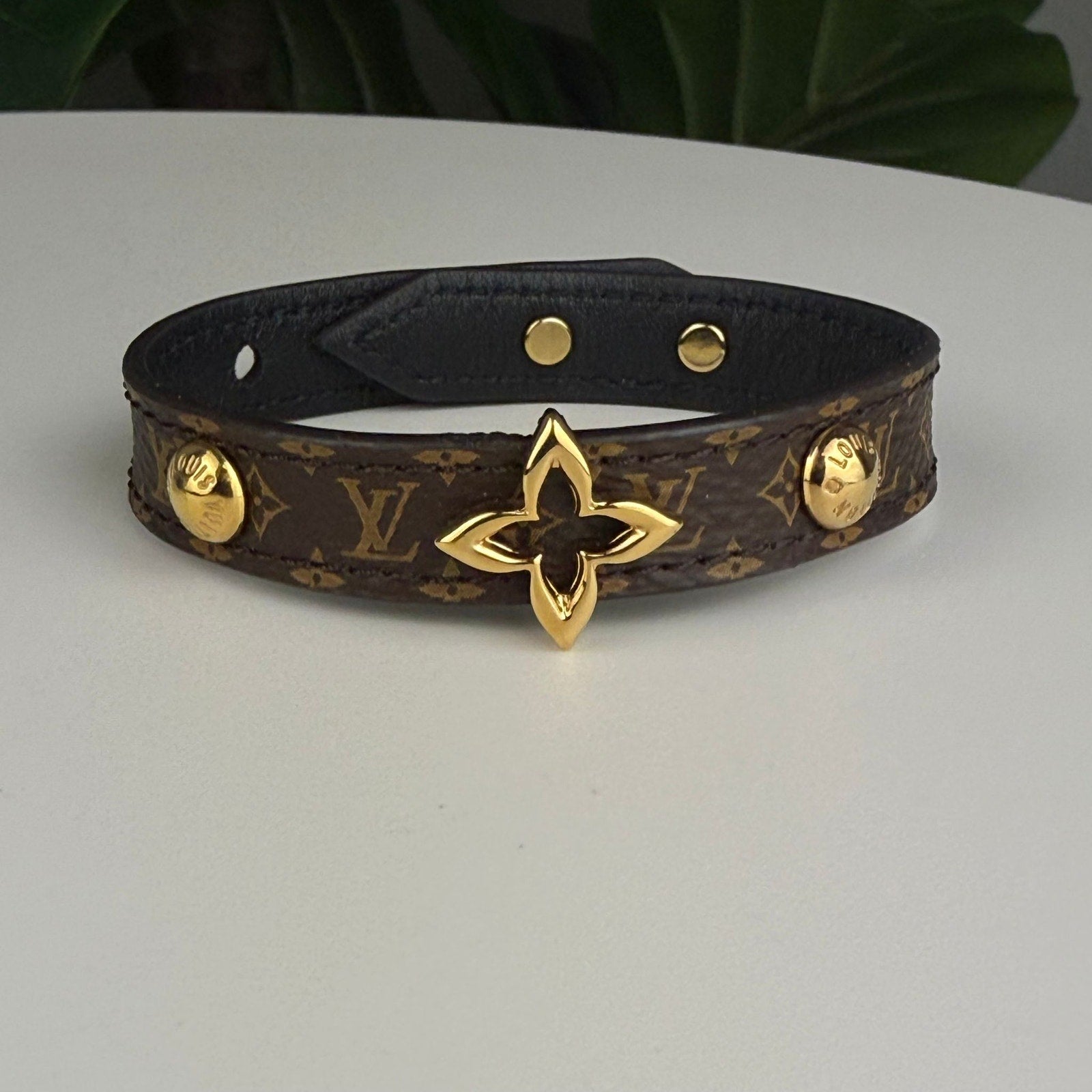Authentic Louis Vuitton Monogram Blooming Bracelet Brown Gold
