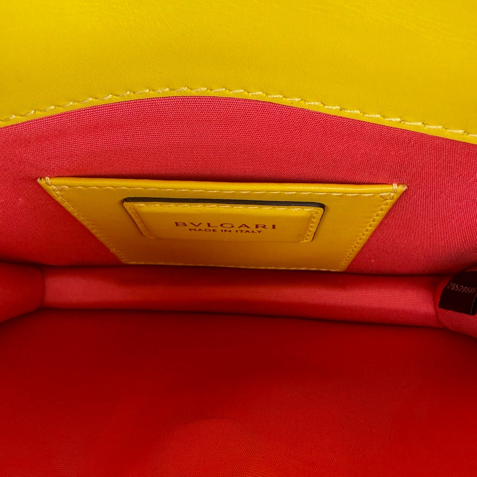 Bvlgari Serpenti Forever Yellow Leather Snake Head Chain Crossbody Flap Bag Authentic Pre Owned