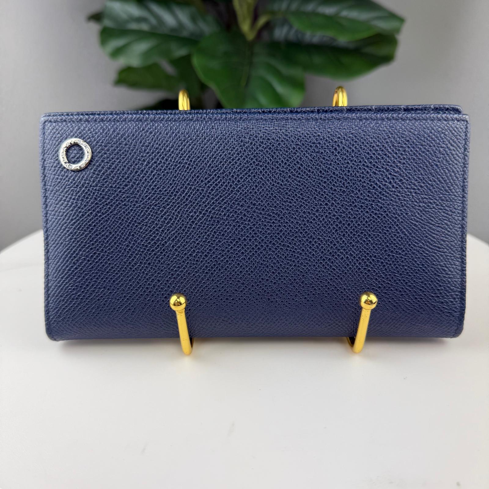 💎✨Authentic Bvlgari Men's Long Wallet Navy Calfskin