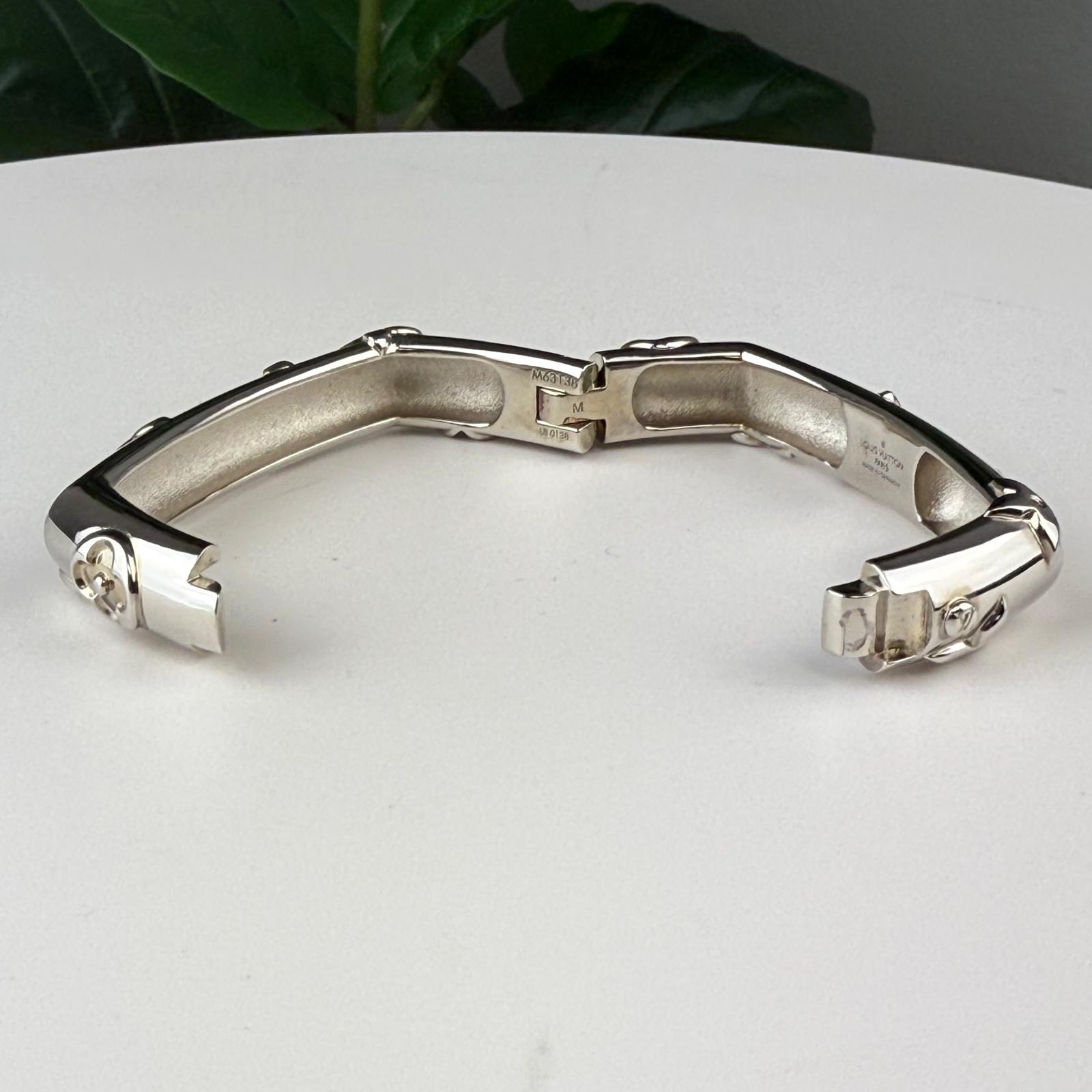 💎Authentic Louis Vuitton Brass Family Bangle S Silver 6 3/4"