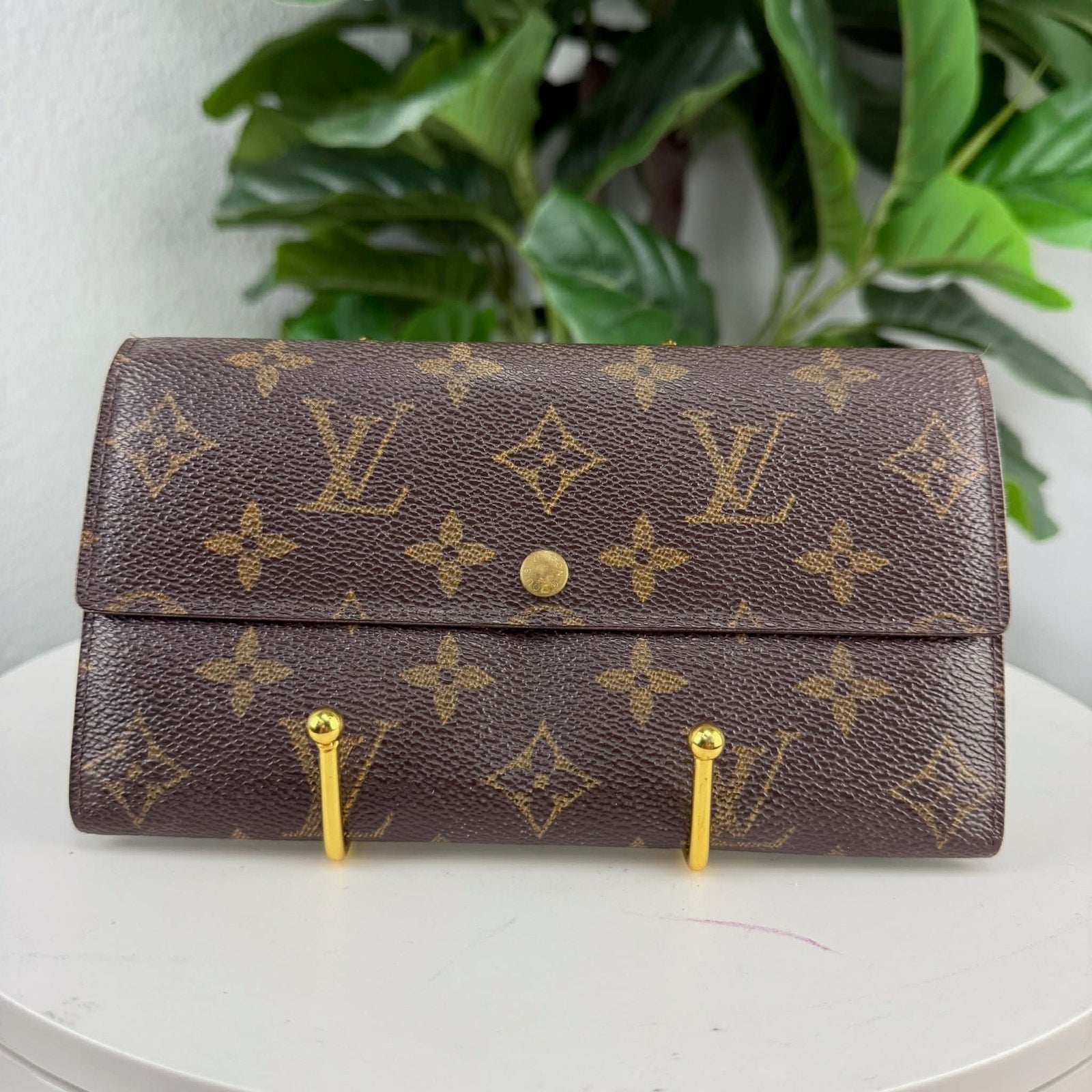 Louis Vuitton Monogram Porte Tresor Wallet Brown Canvas Authentic Pre Owned
