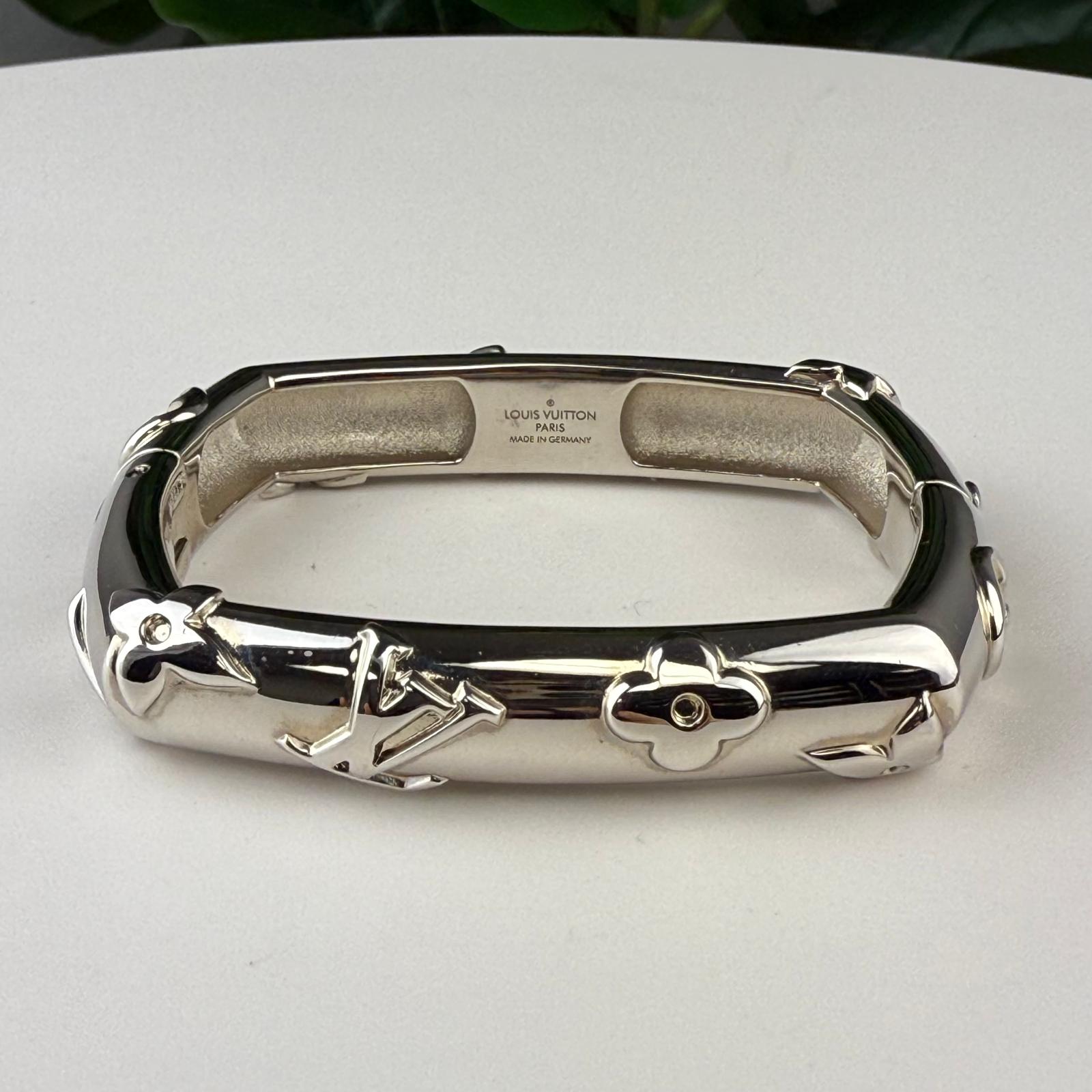 💎Authentic Louis Vuitton Brass Family Bangle S Silver 6 3/4"
