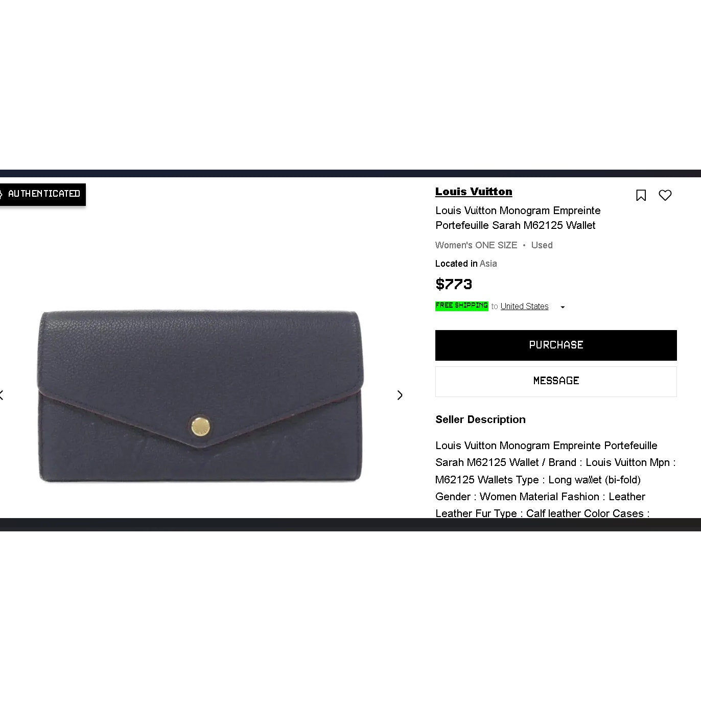 B108 💎✨Authentic Louis Vuitton Monogram Empreinte Long Wallet Navy Red Accent