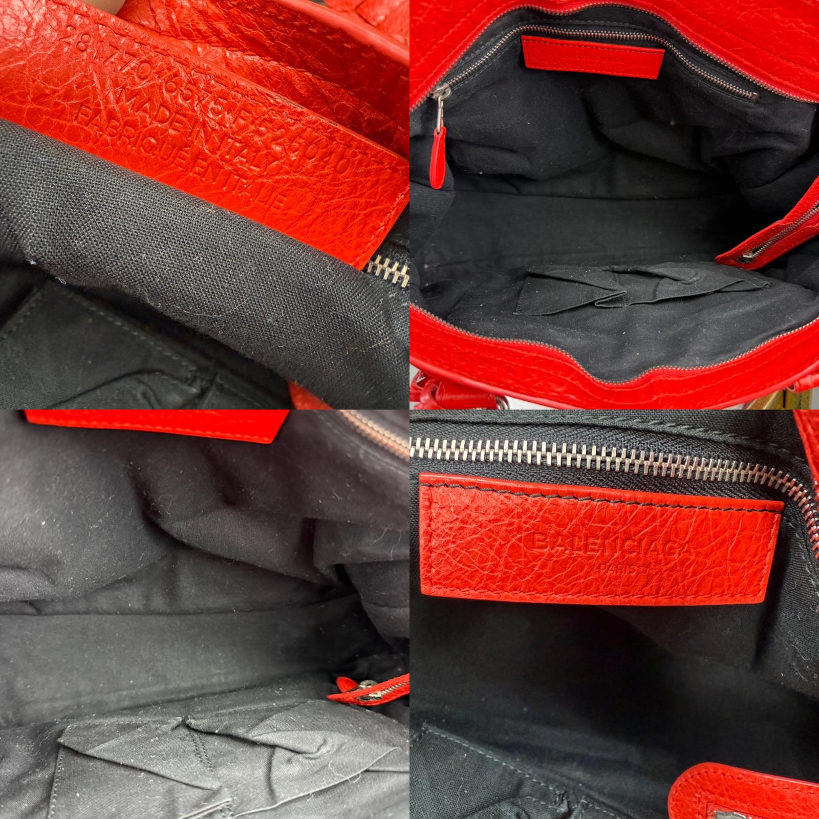 💎 Authentic Balenciaga Le City Bag Red Lambskin Leather Tote Shoulder Handbag