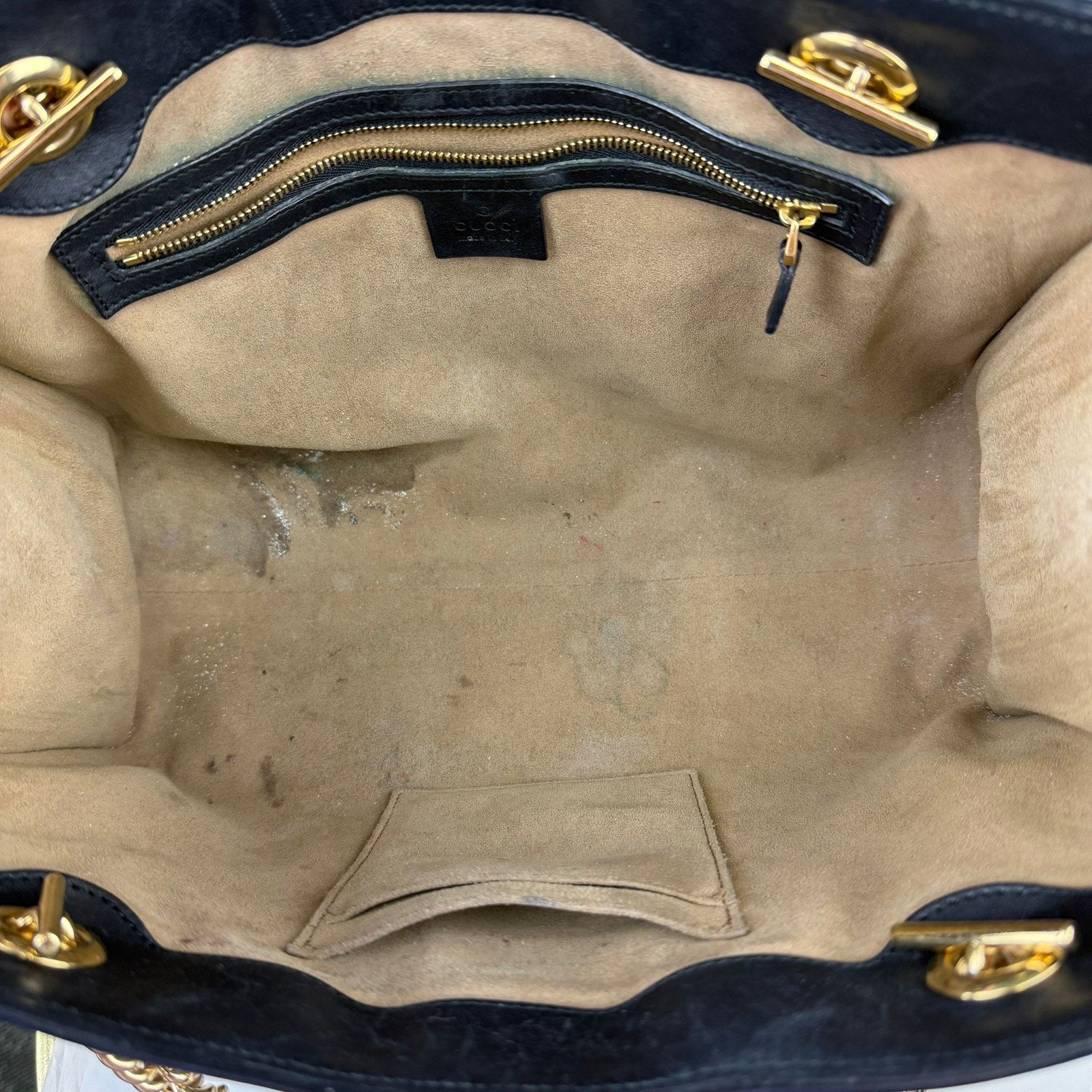 Authentic Gucci GG Supreme Padlock Medium Shoulder Bag