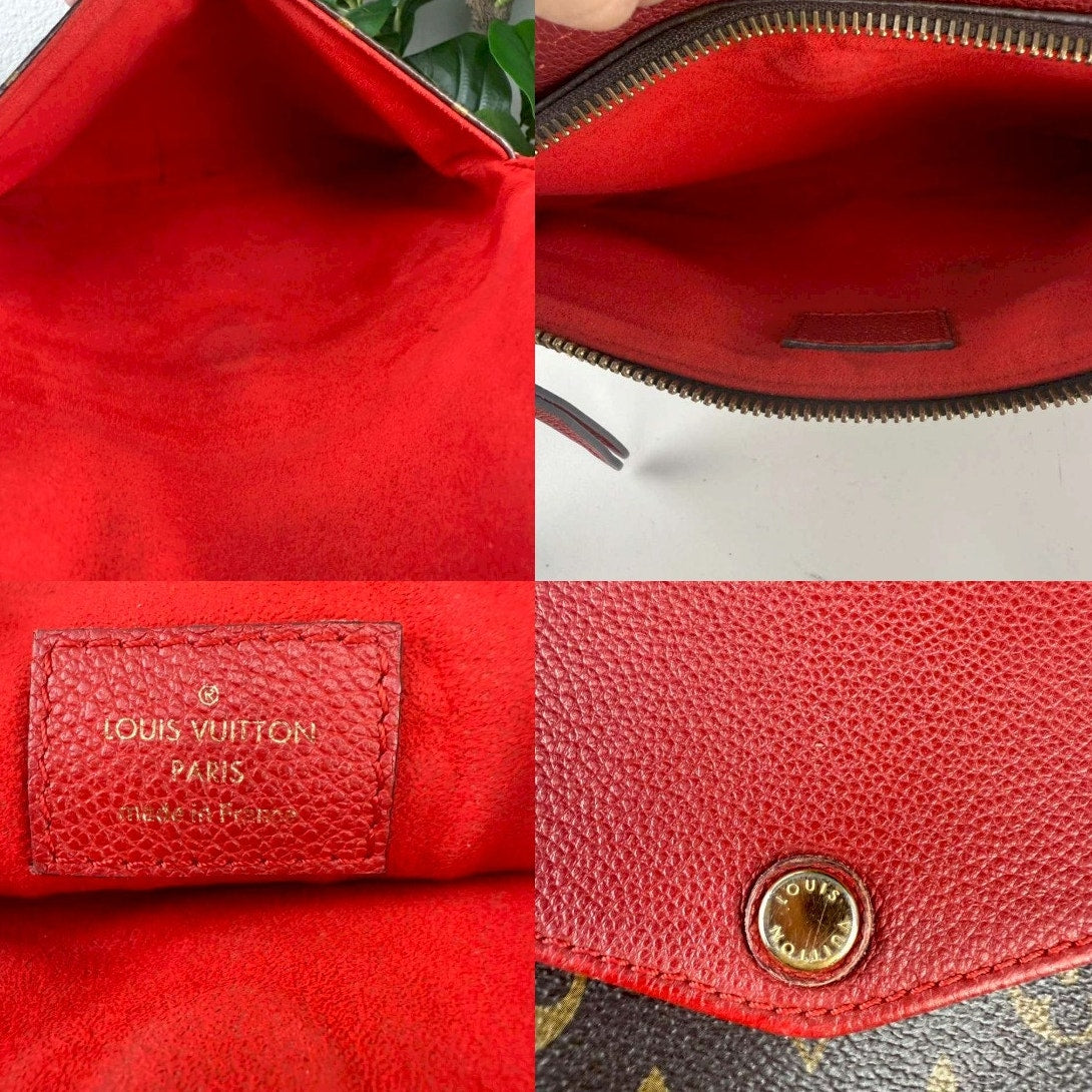 Authentic Louis Vuitton Monogram Twice Pochette bag in the Cerise Red