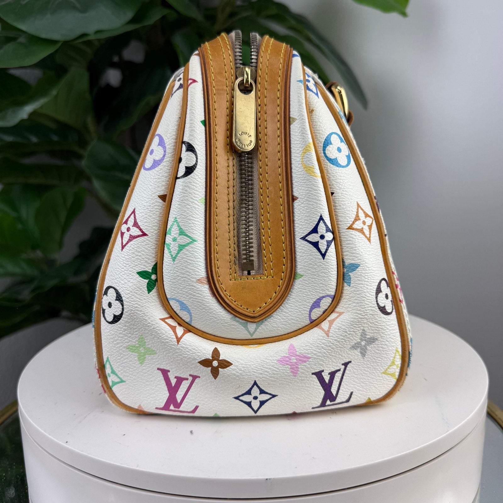 Louis Vuitton Priscilla Multicolore Canvas White Satchel Bag Authentic Pre Owned