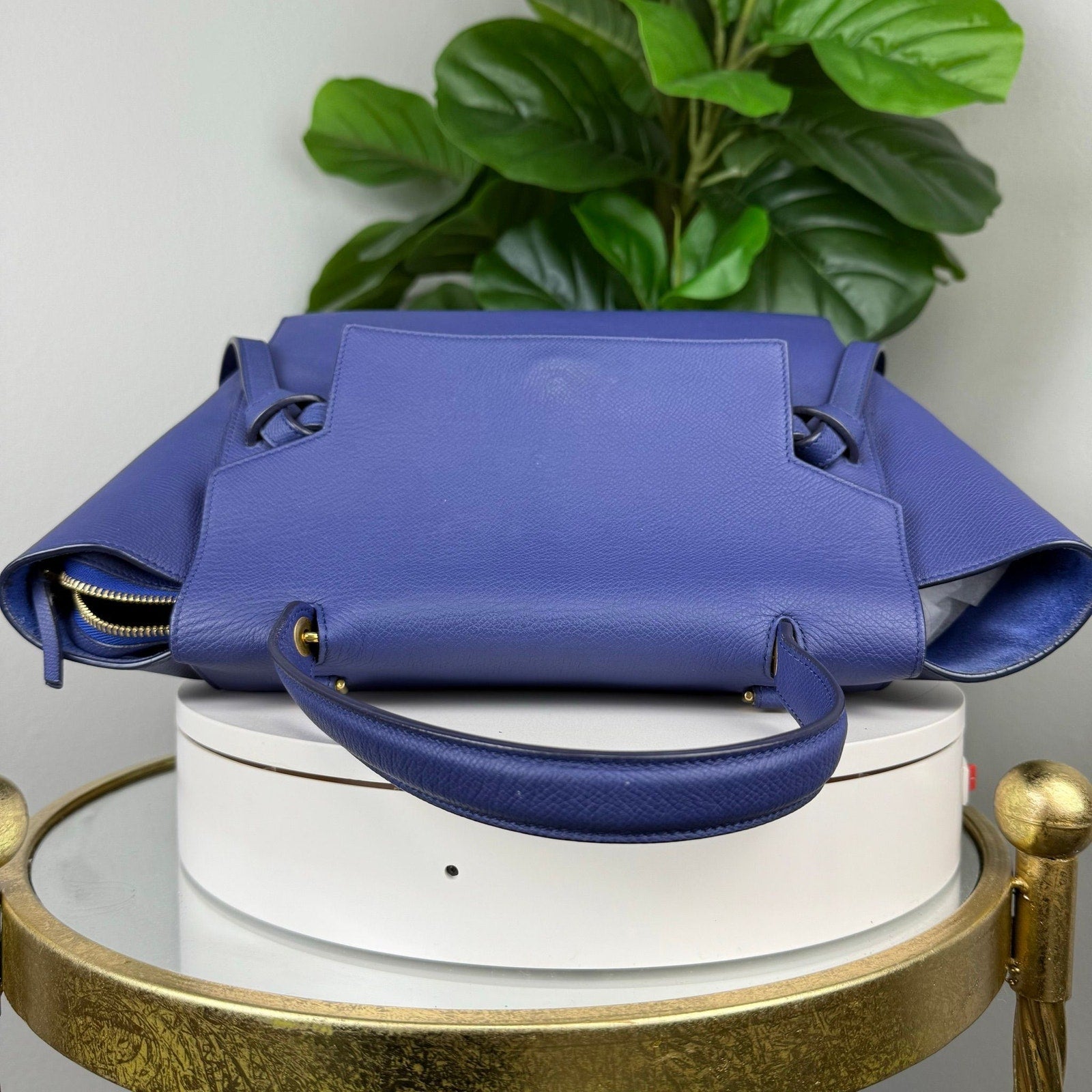 💎Authentic Celine Drummed Calfskin Small Belt Bag Indigo