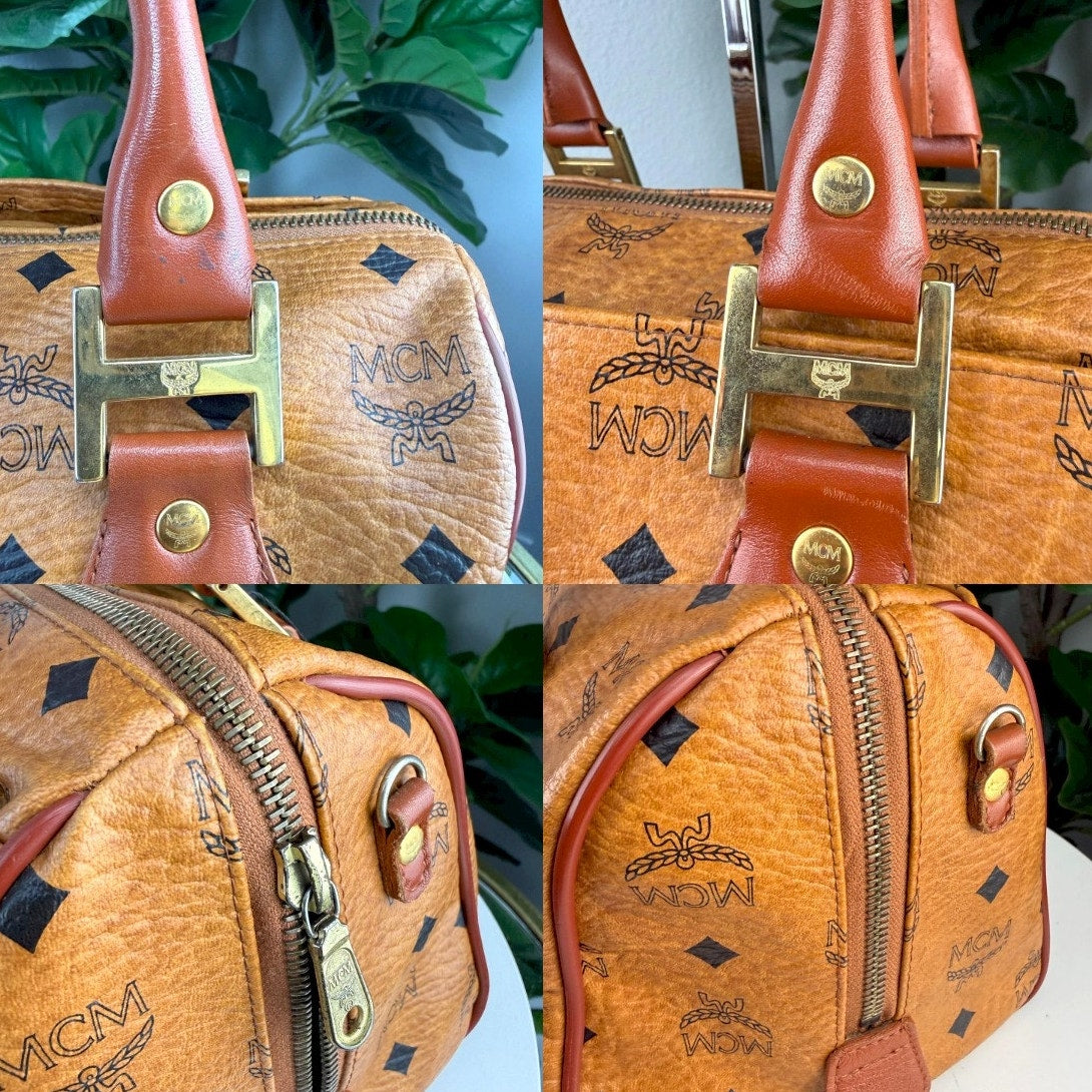 Authentic MCM Visetos Boston Bag