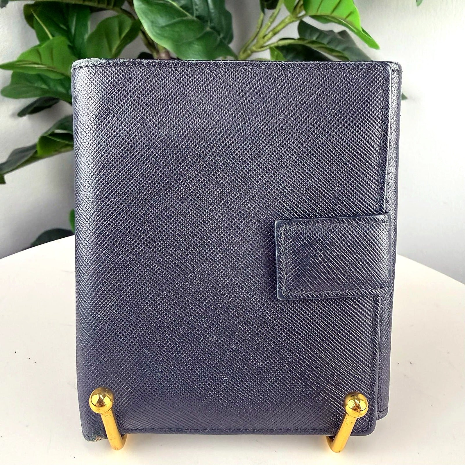Authentic Salvatore Ferragamo Black Saffiano Leather Gancini Wallet