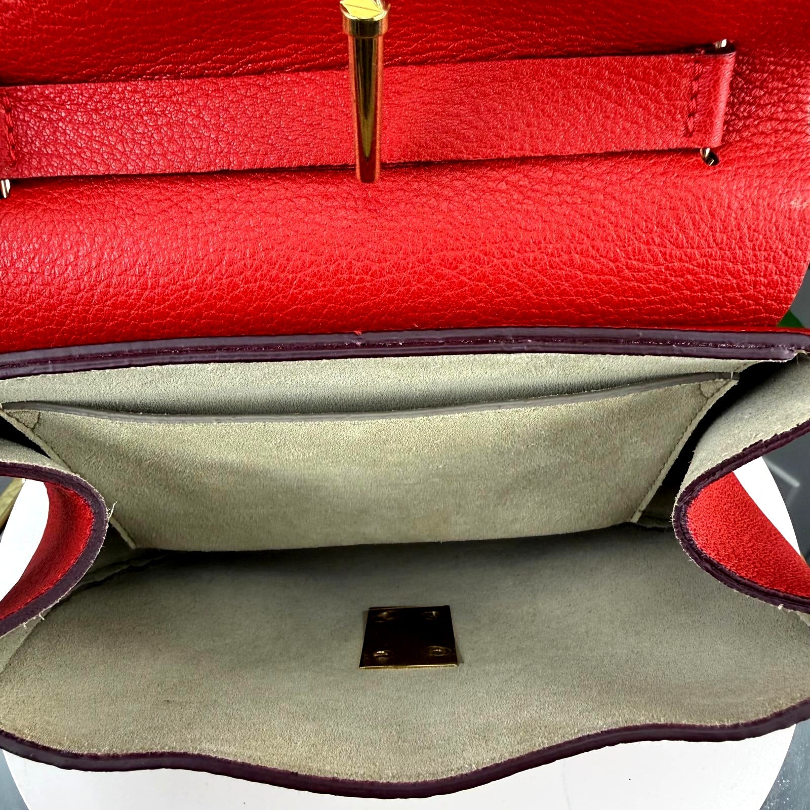 Authentic Chloe Drew Small Leather Saddle Crossbody Bag Red