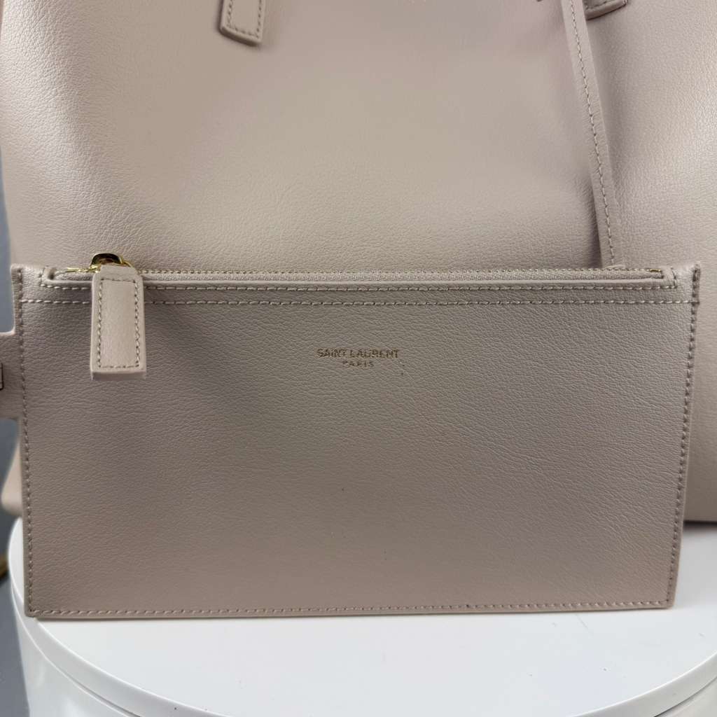💎✨Authentic Saint Laurent Grained Leather Dark Warm Beige Shopping Tote bag
