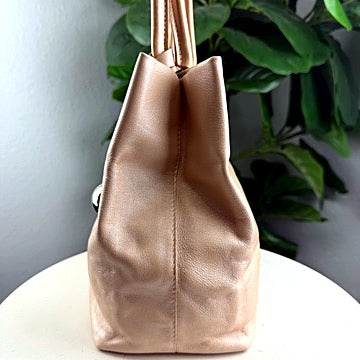Authentic Furla blush pebbled leather diamond-stitch tote bag - side