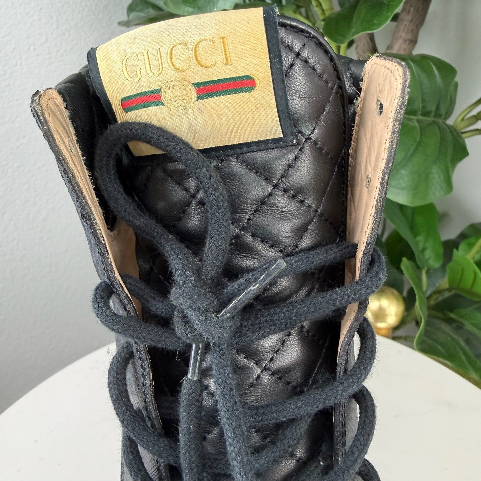Gucci GG Supreme quilted heeled combat boots - view 9