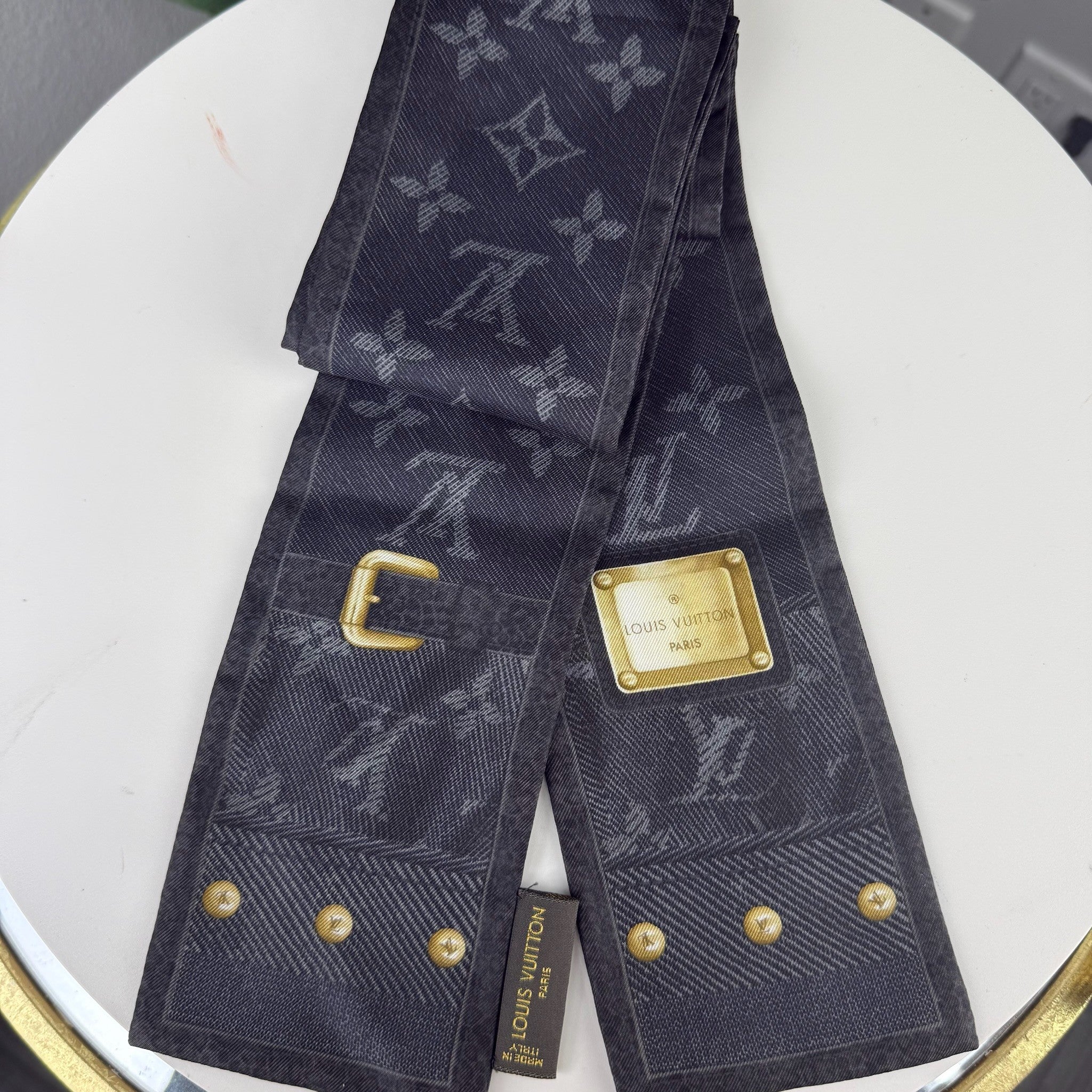 Louis Vuitton monogram silk stole - draped view