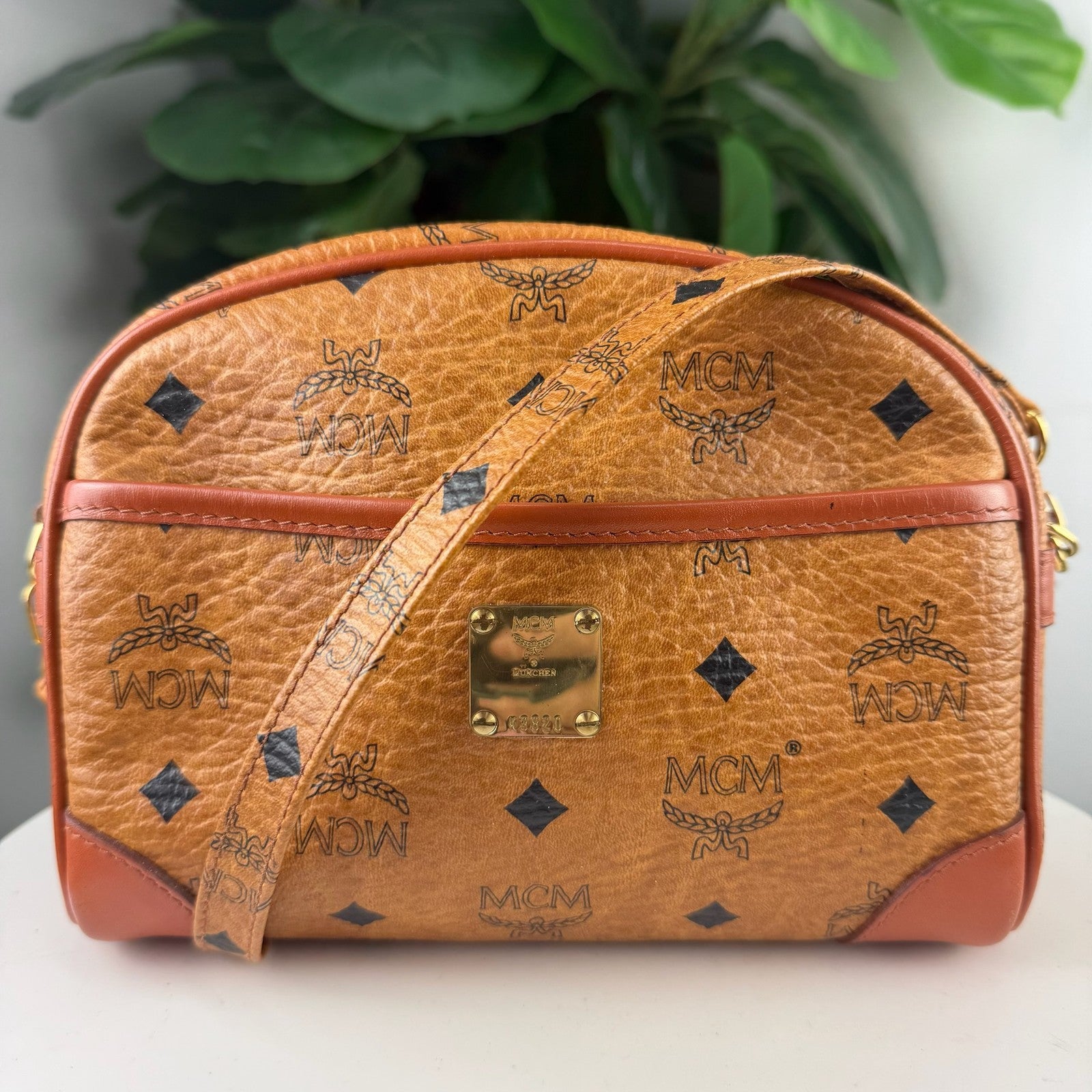MCM cognac Visetos crossbody bag - view 1