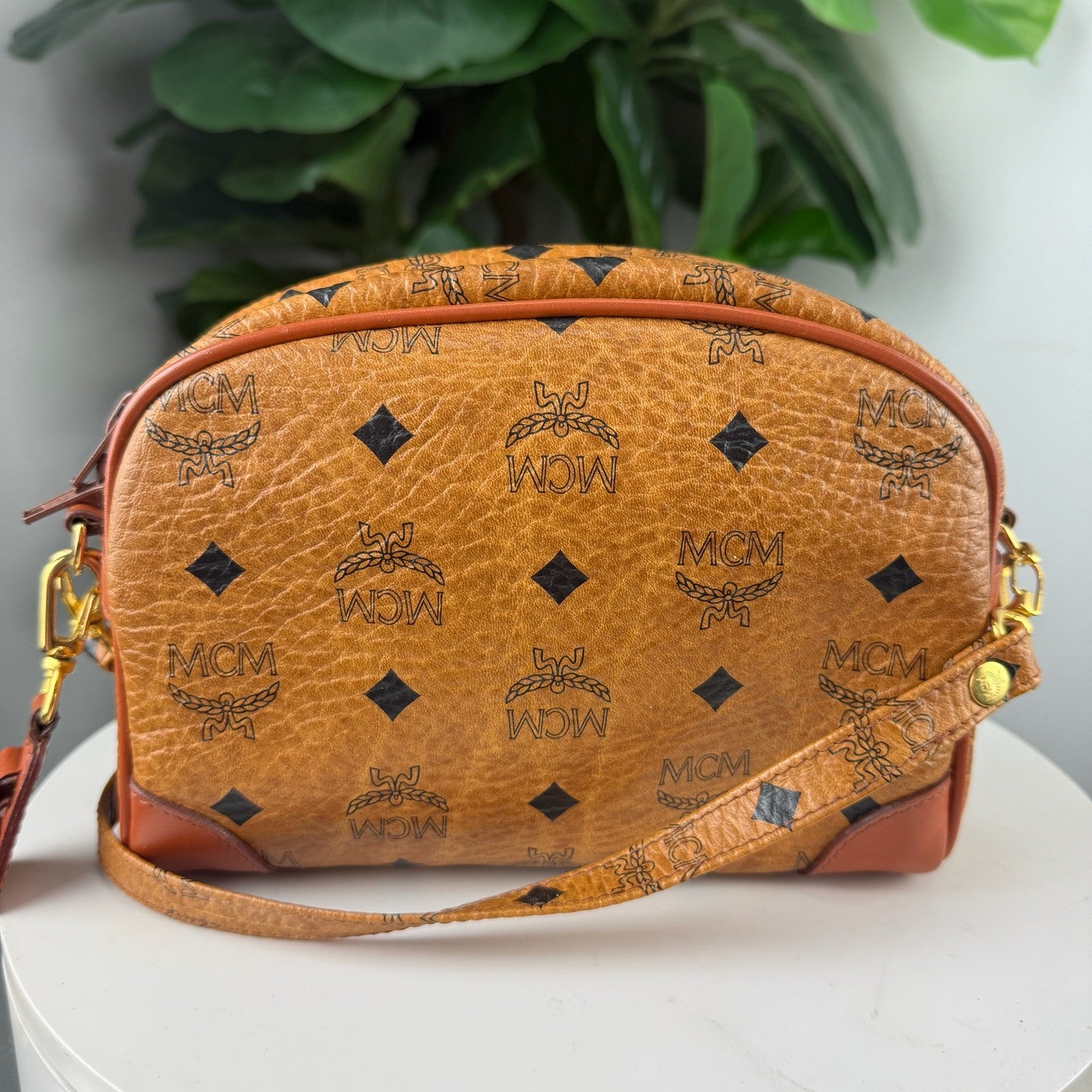 MCM cognac Visetos crossbody bag - view 2