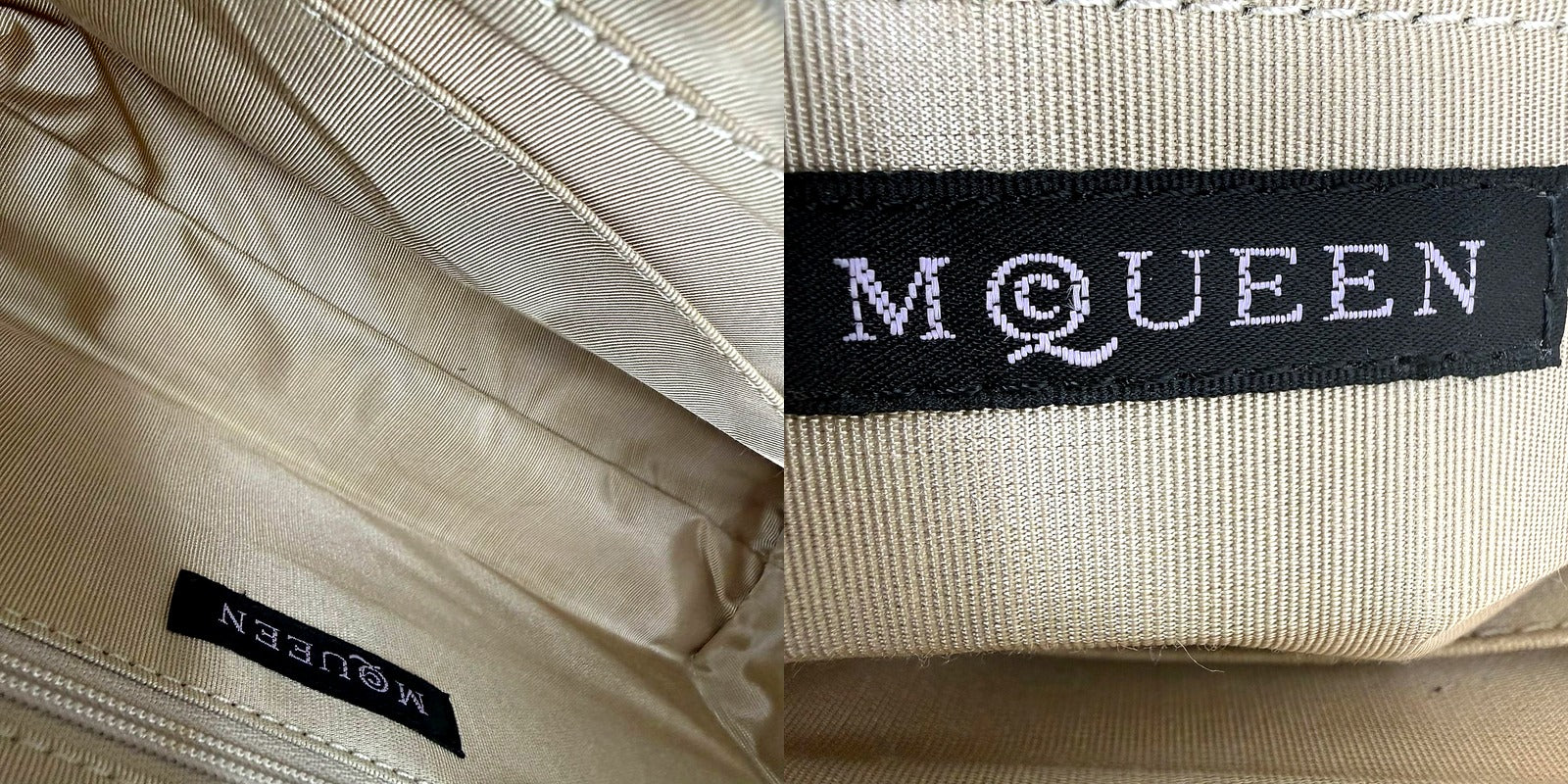 Alexander McQueen bag interior and label