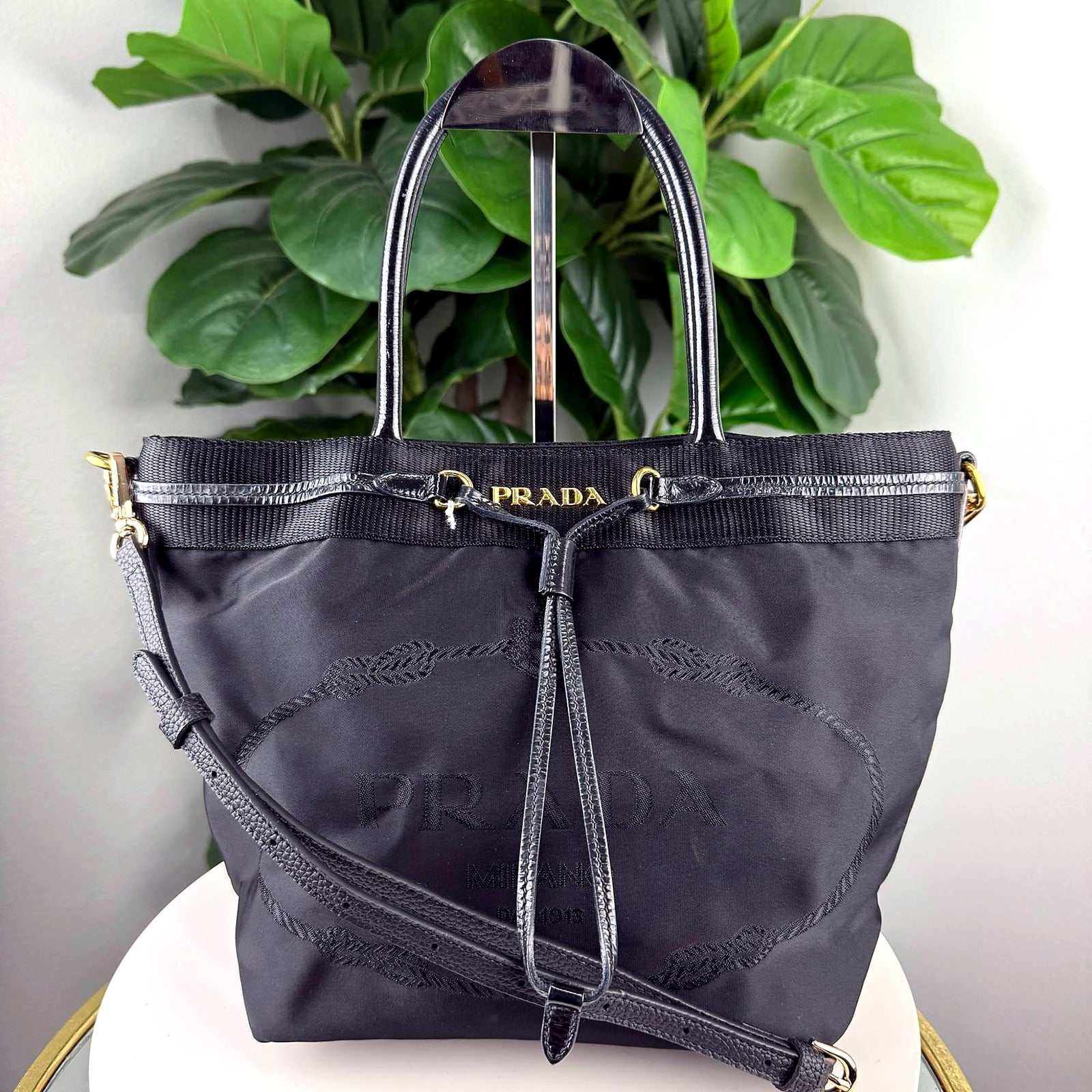 Authentic Prada Milano Black Nylon Tote Bag