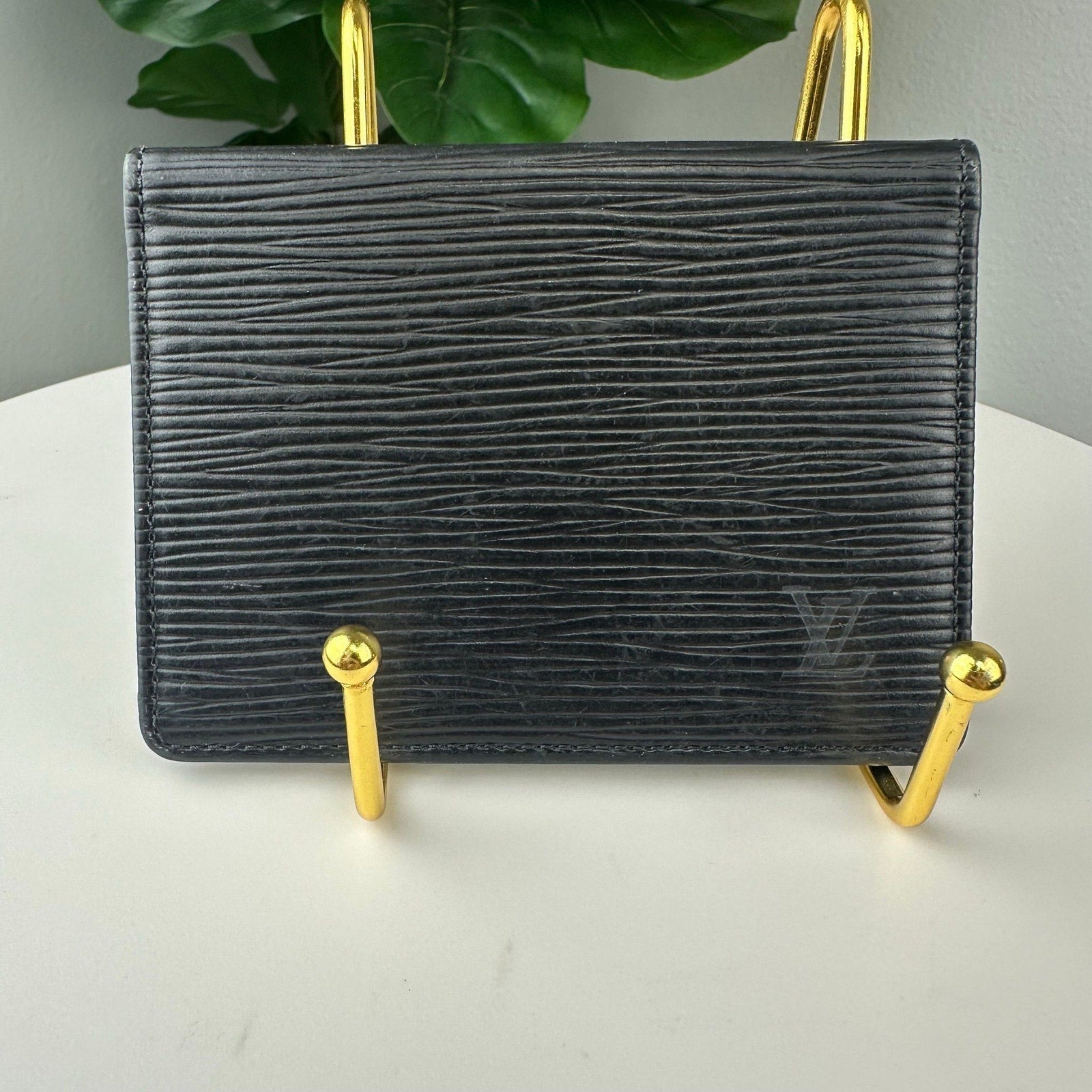 Authentic Louis Vuitton Black Epi Leather Card Holder
