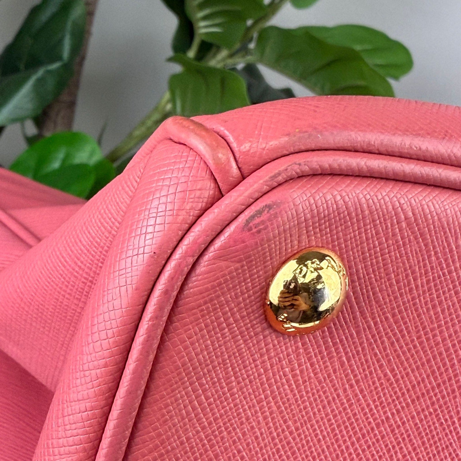 Authentic Prada Pink Saffiano Lux Leather Small Tote Bag