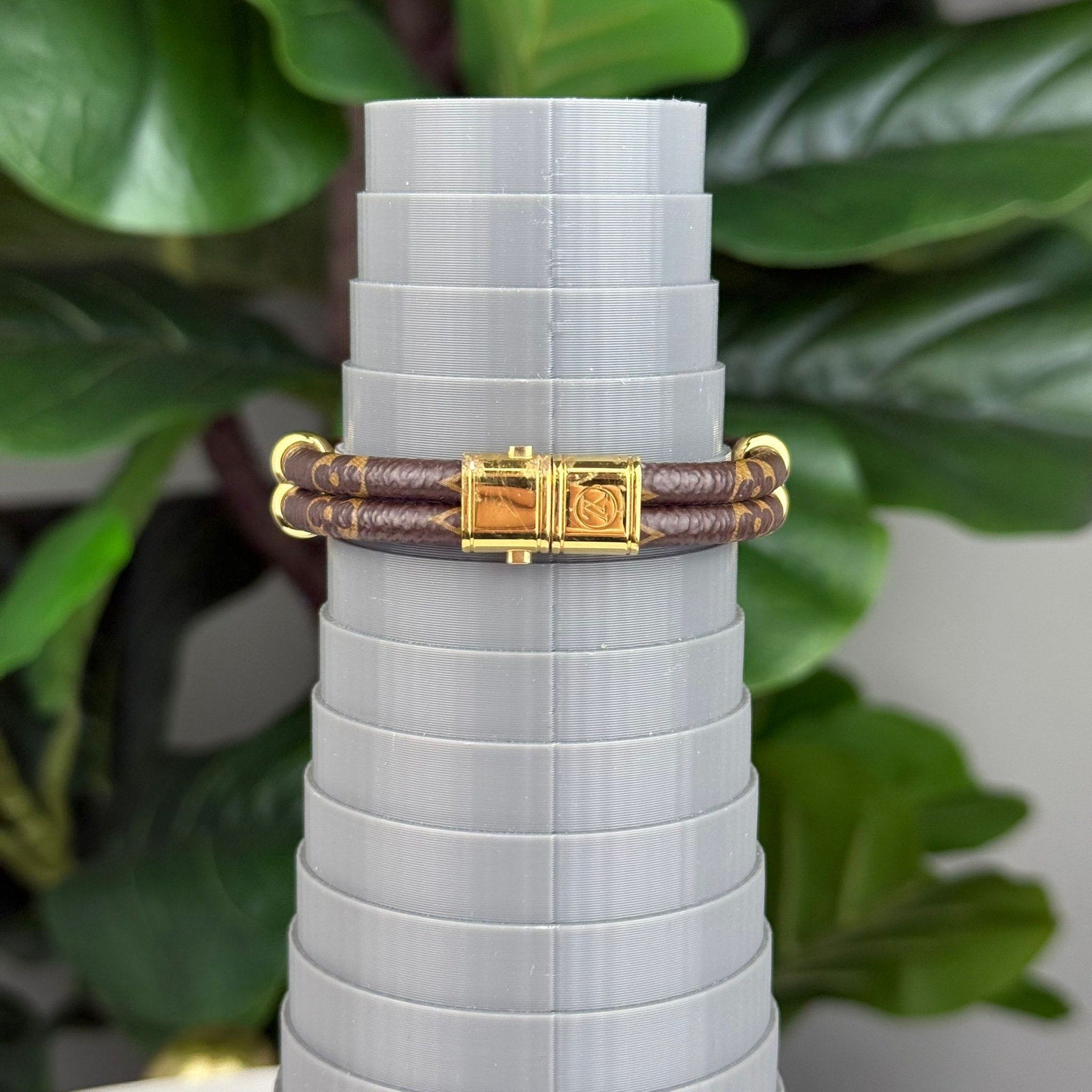 Authentic  Louis Vuitton BraceletCanvas Metal Monogram Size 6