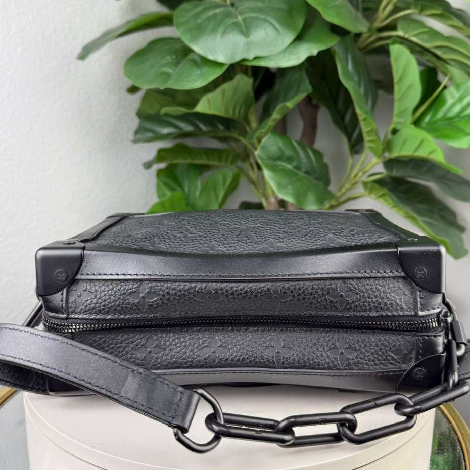 Authentic Louis Vuitton Soft Trunk Monogram-Embossed Taurillon Black