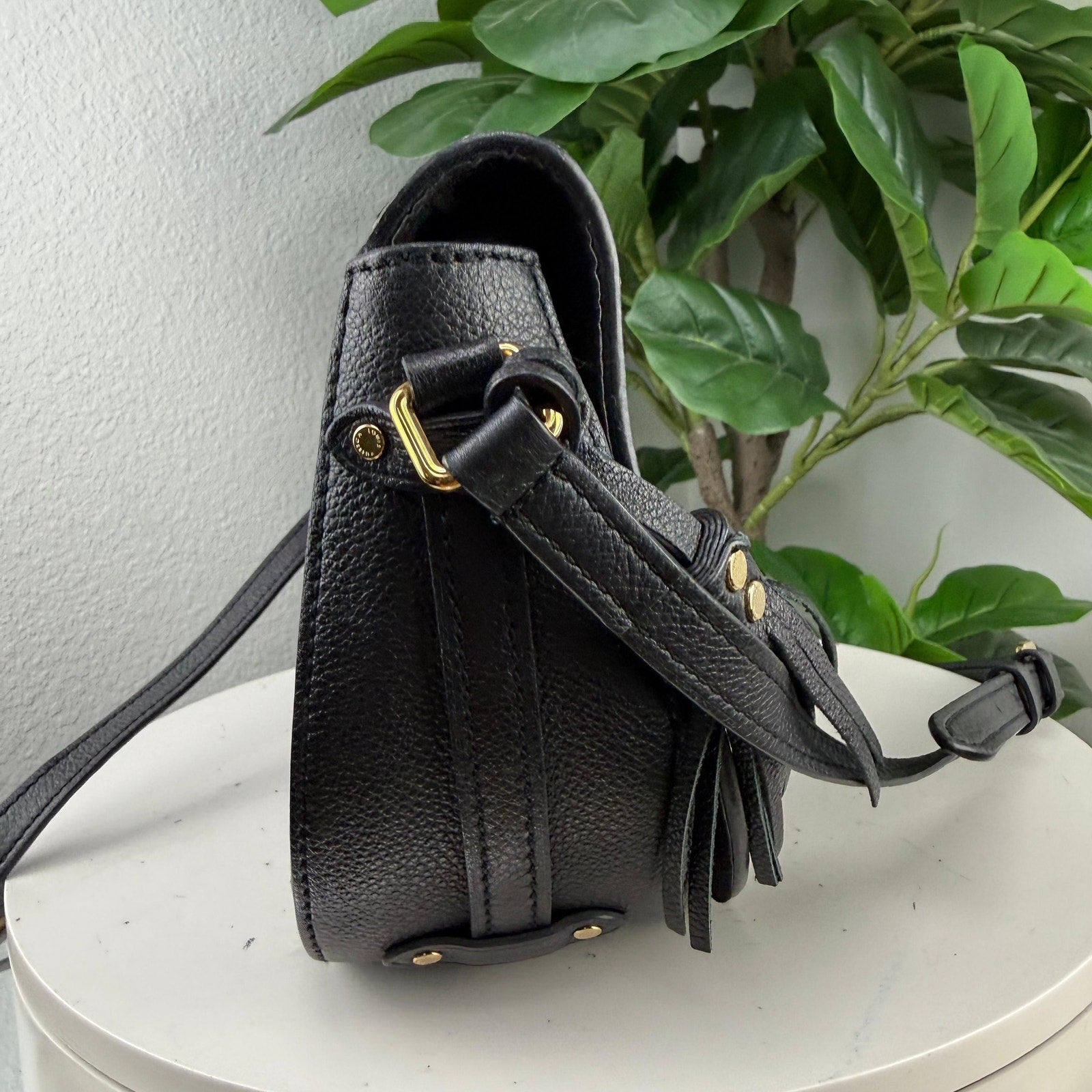 Louis Vuitton Junot Monogram Empreinte Leather Black Crossbody Bag Authentic Pre Owned