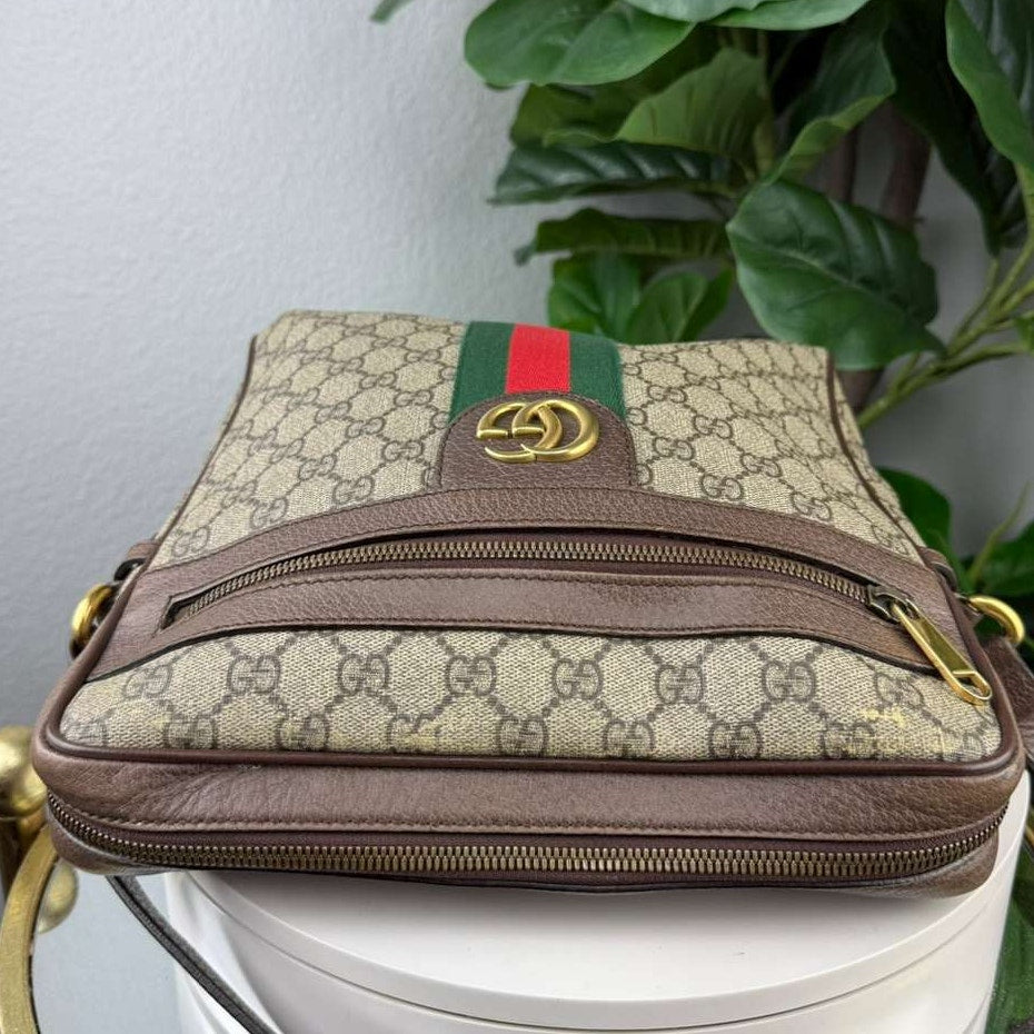 Authentic Gucci Ophidia GG Supreme Messenger Bag Beige