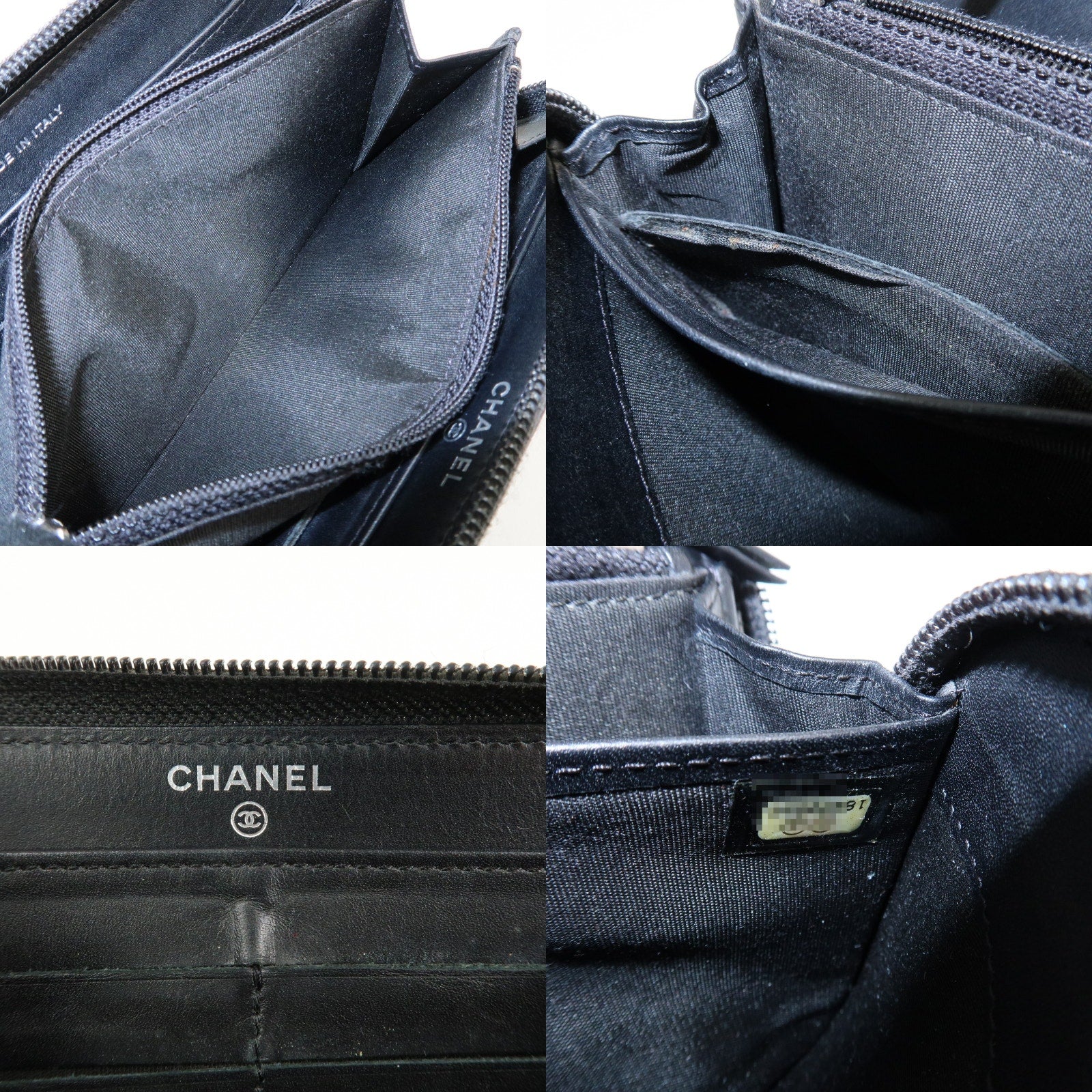 Authentic CHANEL Zip Around Long Wallet Black