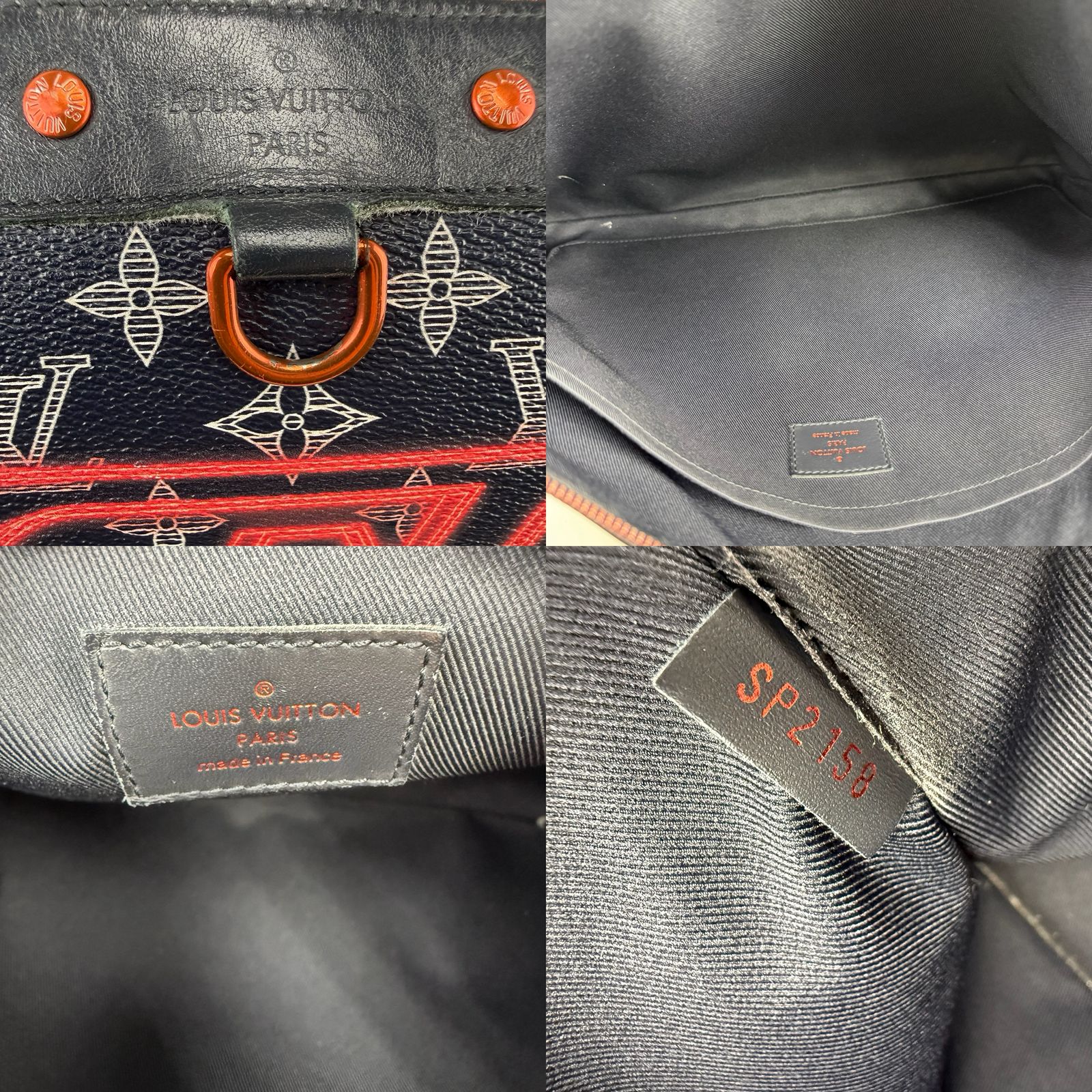 Authentic Louis Vuitton Navy Ink Monogram Canvas Upside Down Apollo GM Pochette