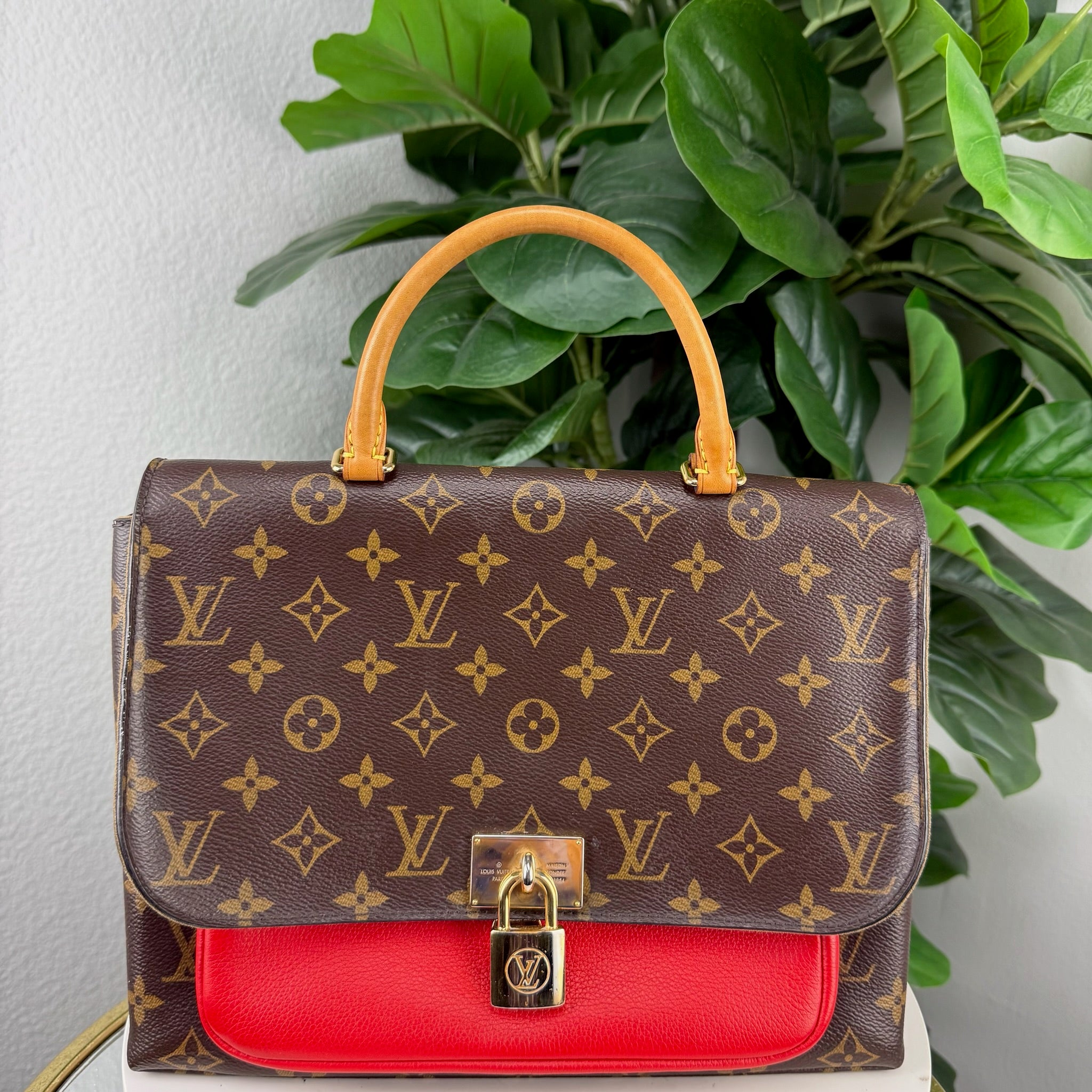 Authentic Louis Vuitton Monogram Canvas Handbag Red
