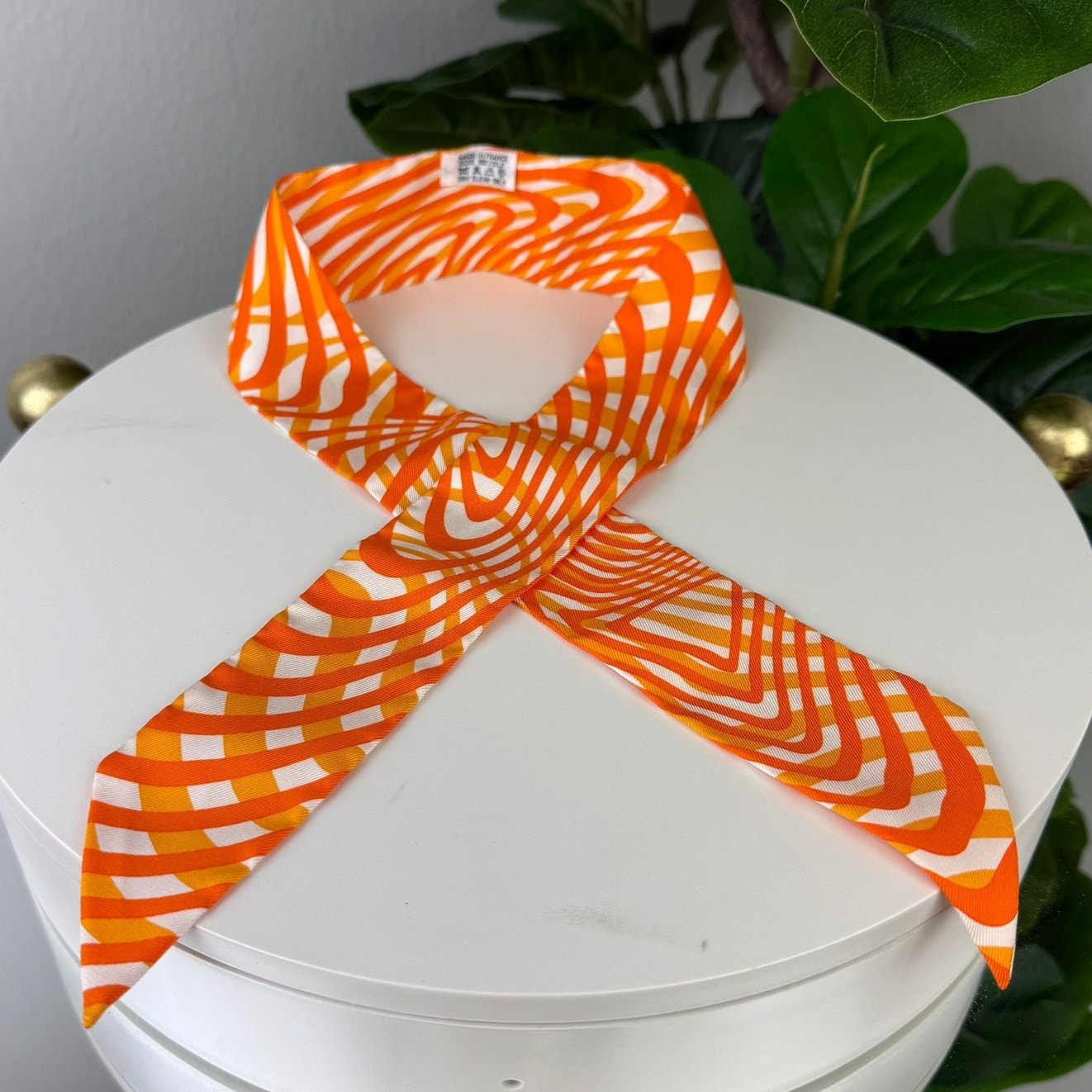 Authentic Hermès Hermes Twilly Silk Scarf Orange