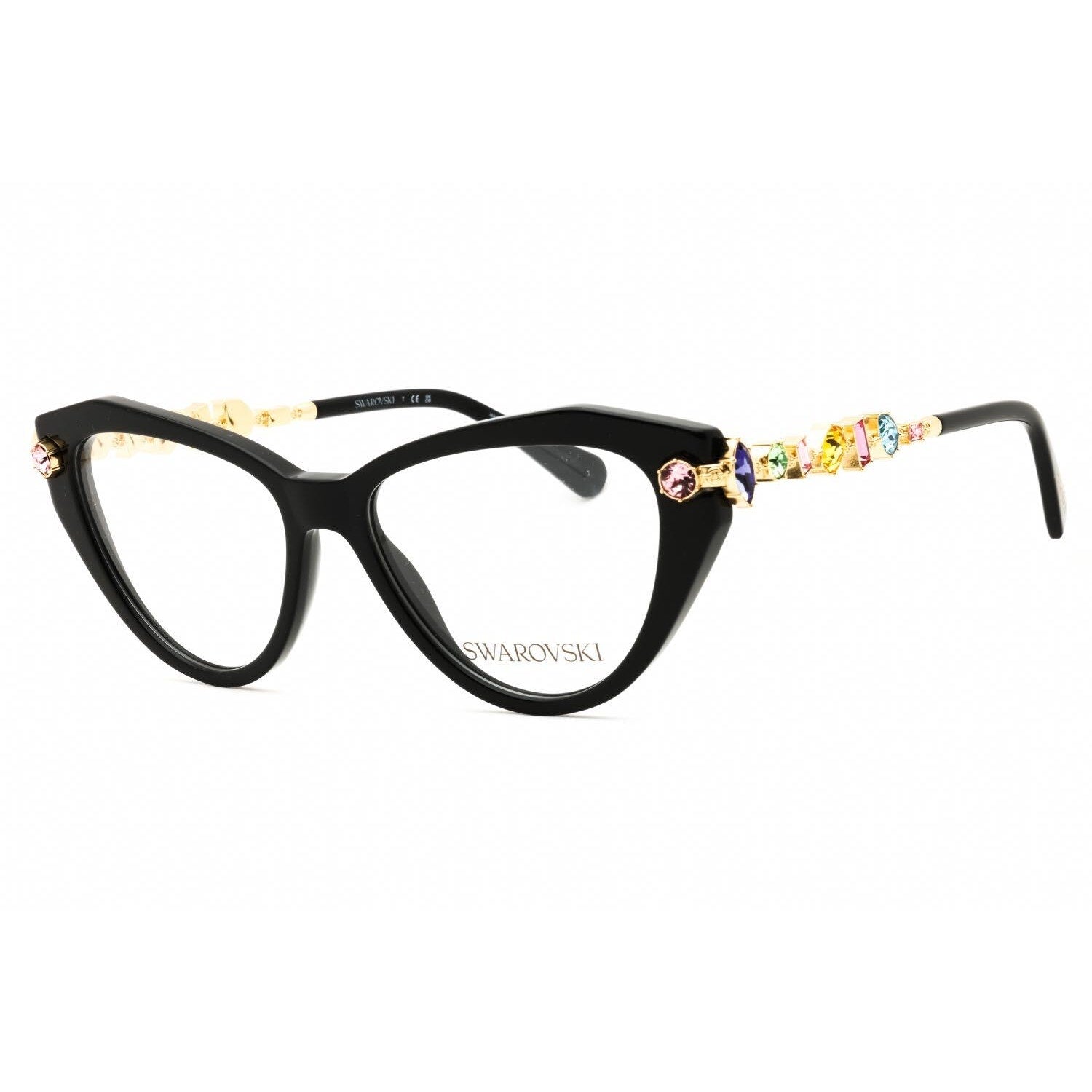 $300 Retail Swarovski Black Cat-eye Colorful Crystals Sunglasses