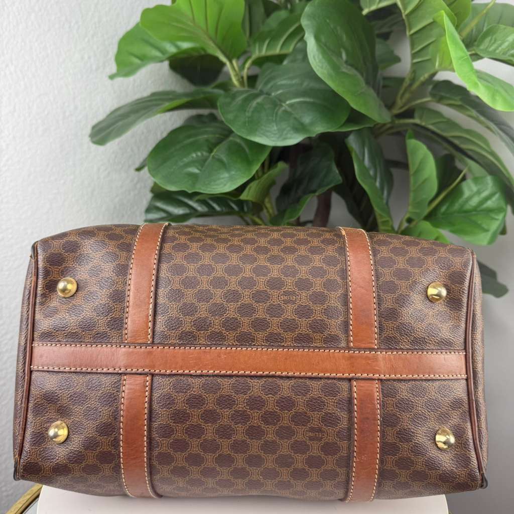 Authentic Celine Leather Bowling Bag Brown