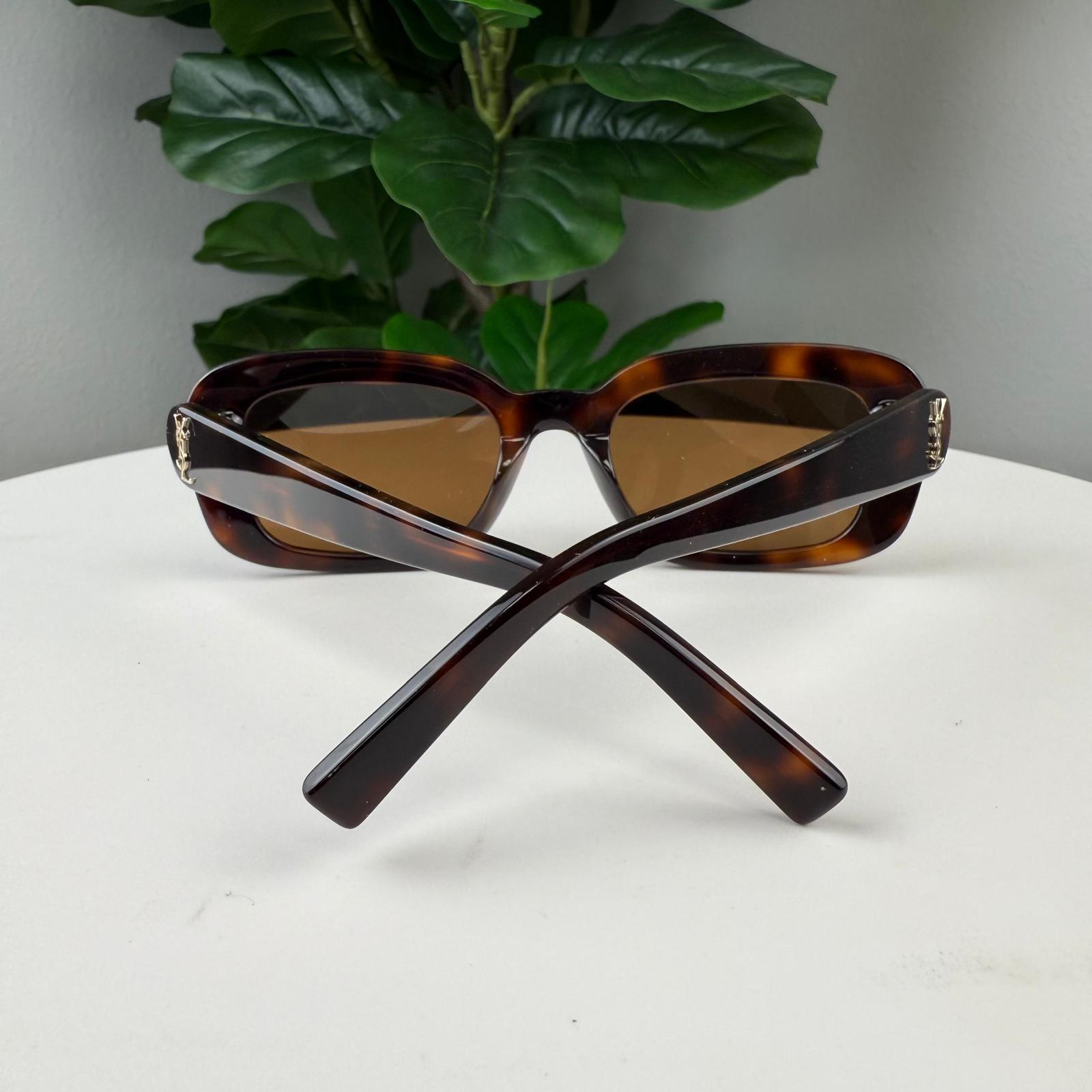 YSL Saint Laurent Eyewear Tortoiseshell-Effect Rectangle-Frame Sunglasses