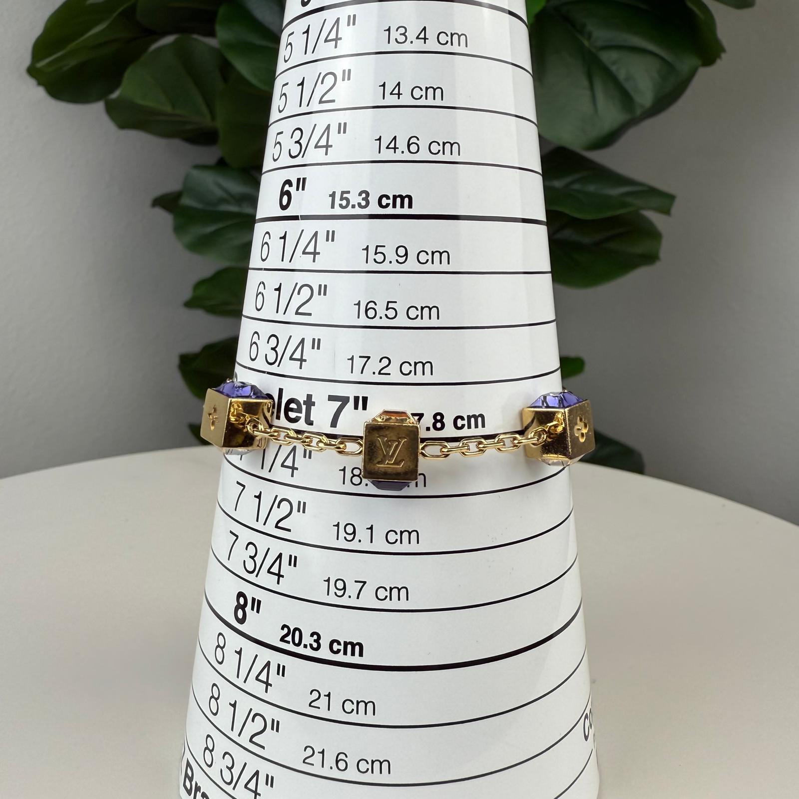 💎✨Authentic Louis Vuitton Gamble Crystal Gold Tone Bracelet Size 7"