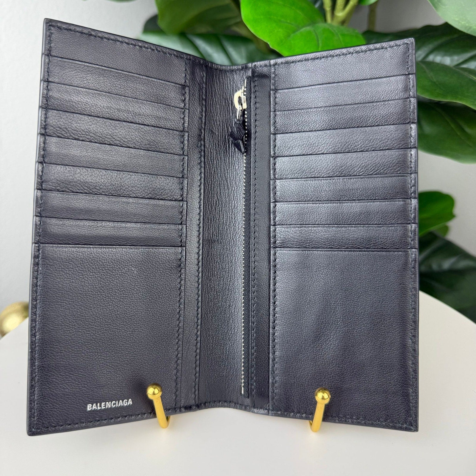 Authentic Balenciaga Chips Clutch Wallet in Black