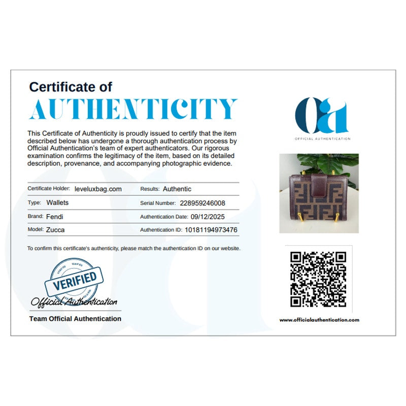 Authentic FENDI Zucca Canvas Leather Wallet