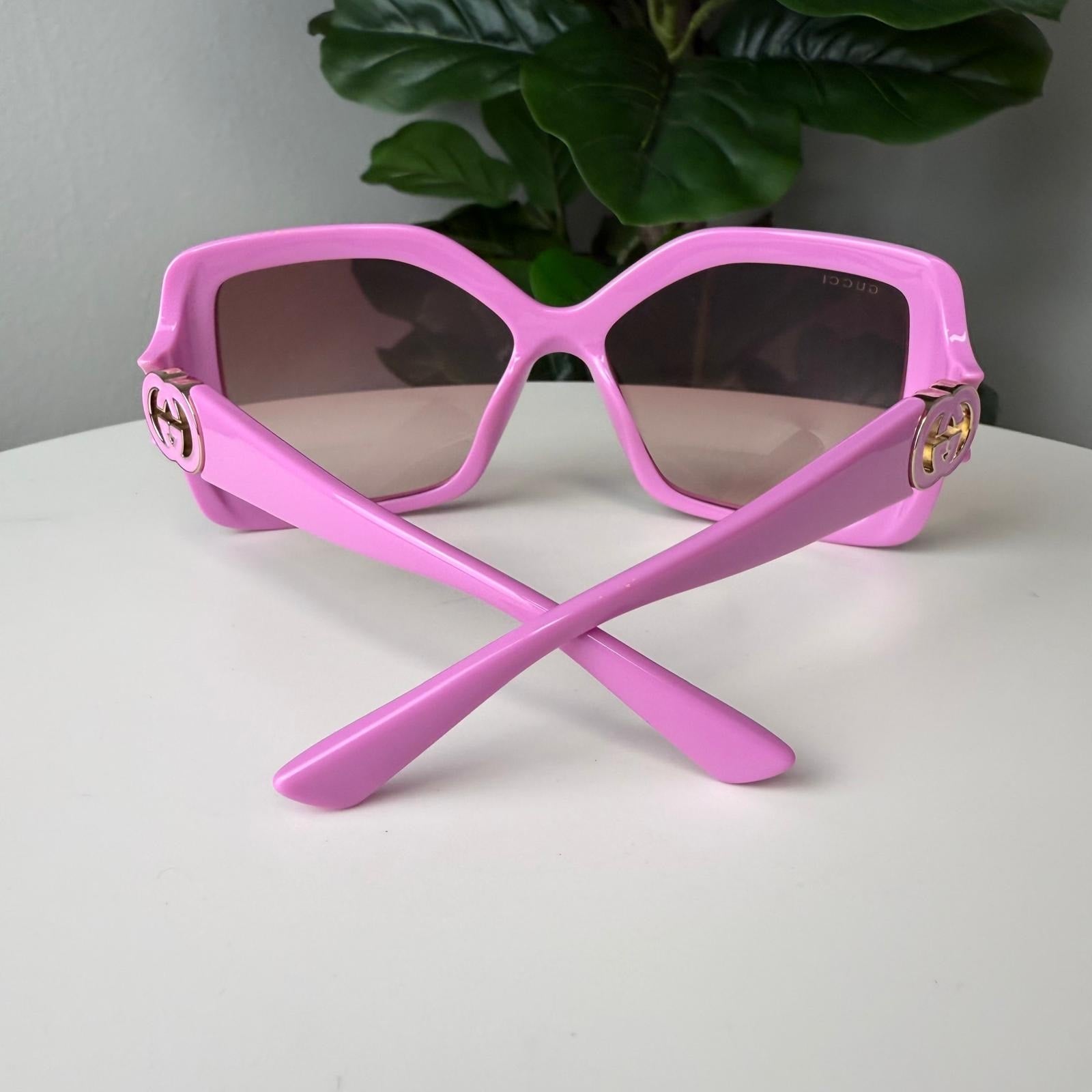Gucci  Acetate Square Frame Sunglasses Pink