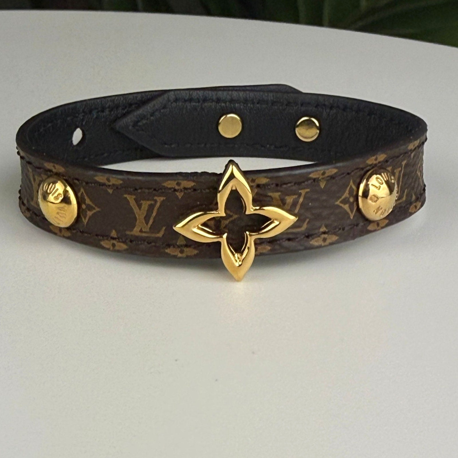 Authentic Louis Vuitton Monogram Blooming Bracelet Brown Gold