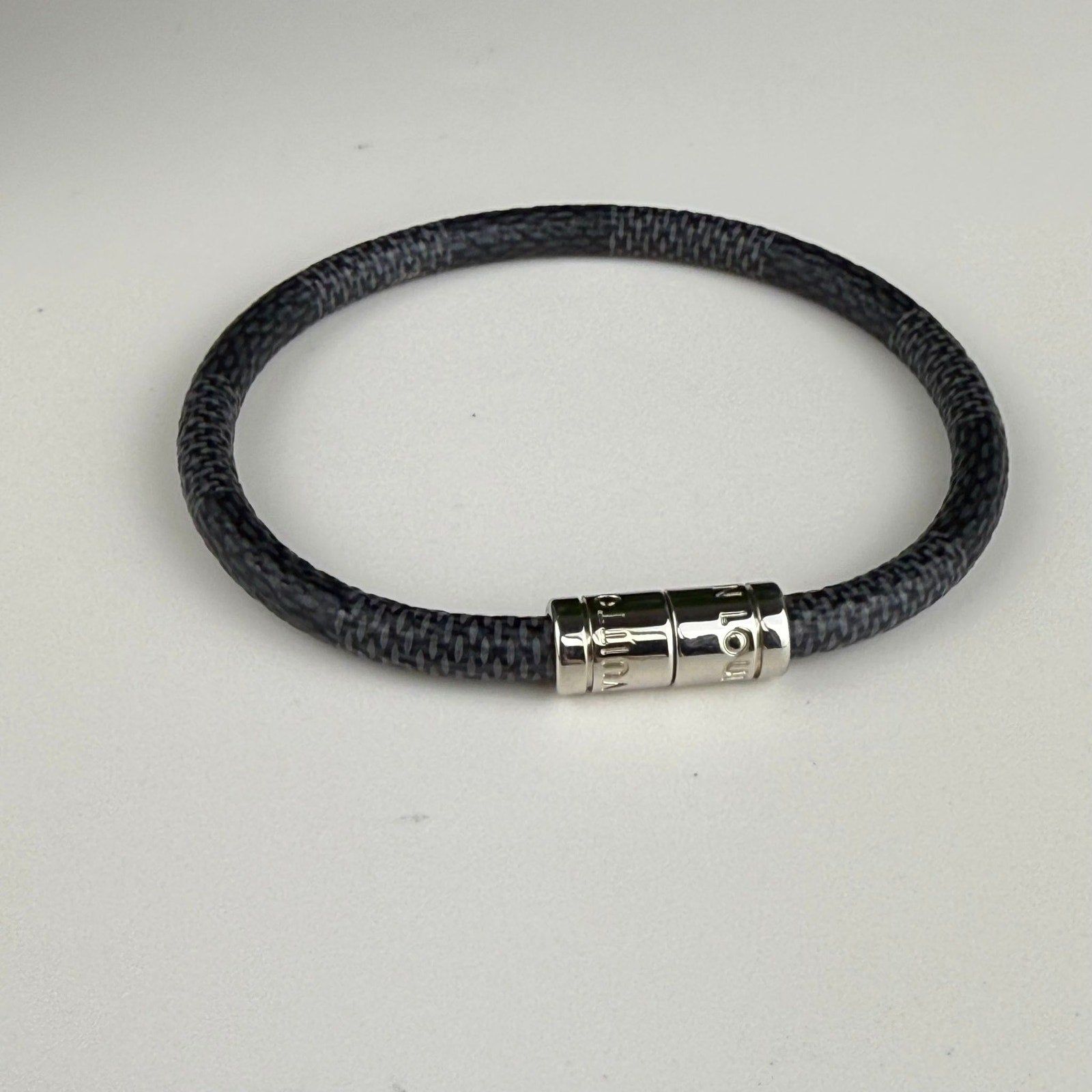 Authentic Louis Vuitton Damier Graphite Keep It Bracelet 6.75"
