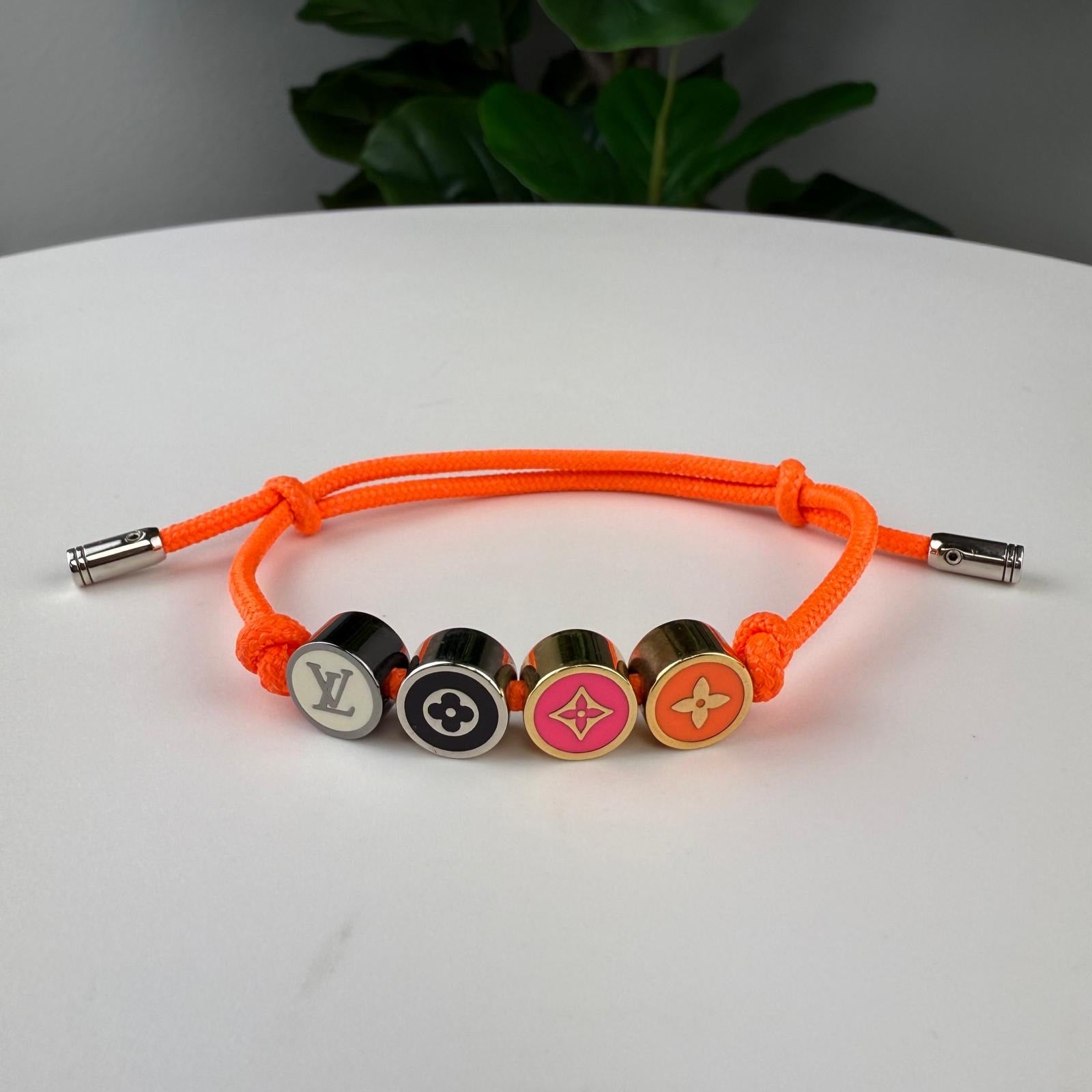 💎✨Authentic LOUIS VUITTON  Monogram Charm Friendship Bracelet Orange Rope