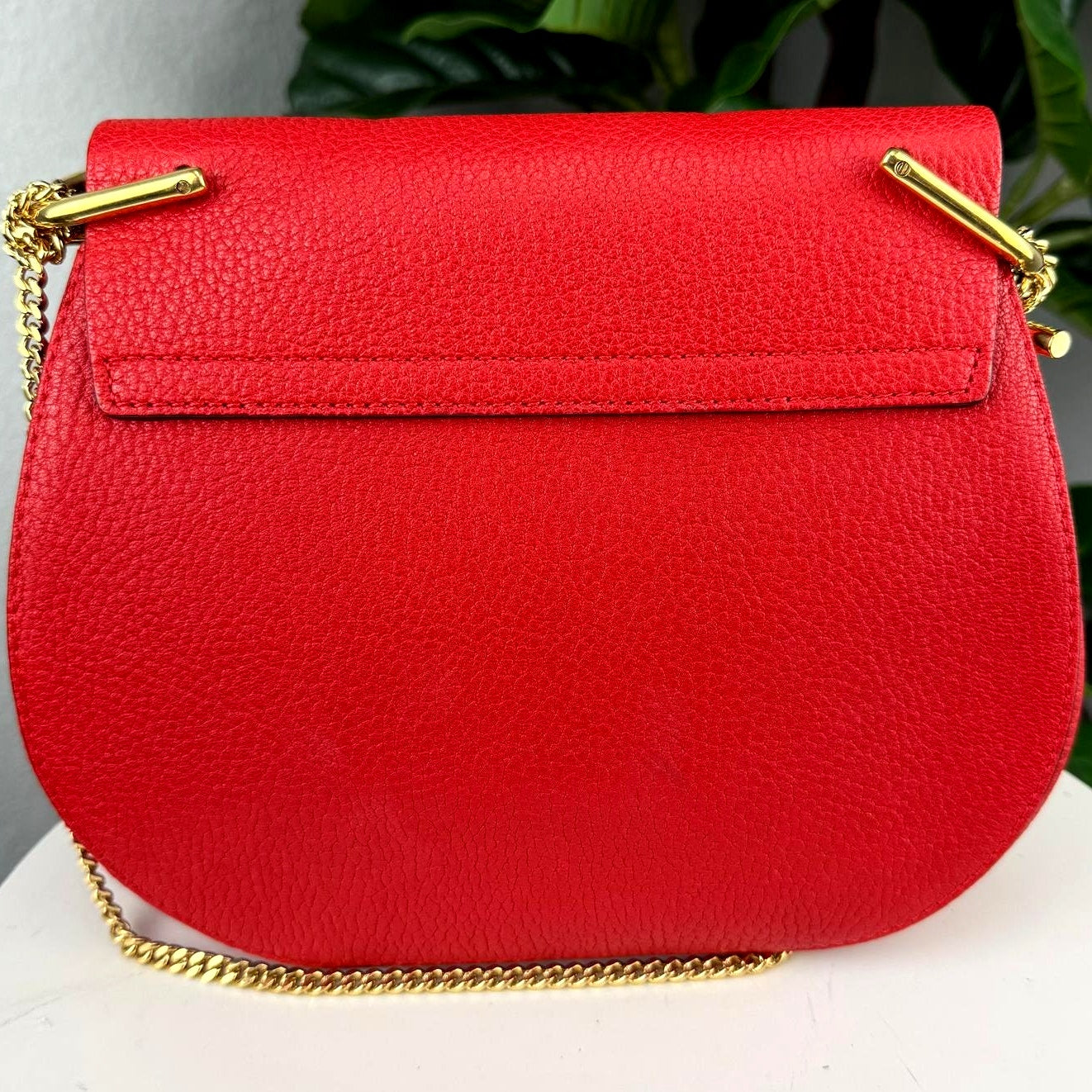 Authentic Chloe Drew Small Leather Saddle Crossbody Bag Red